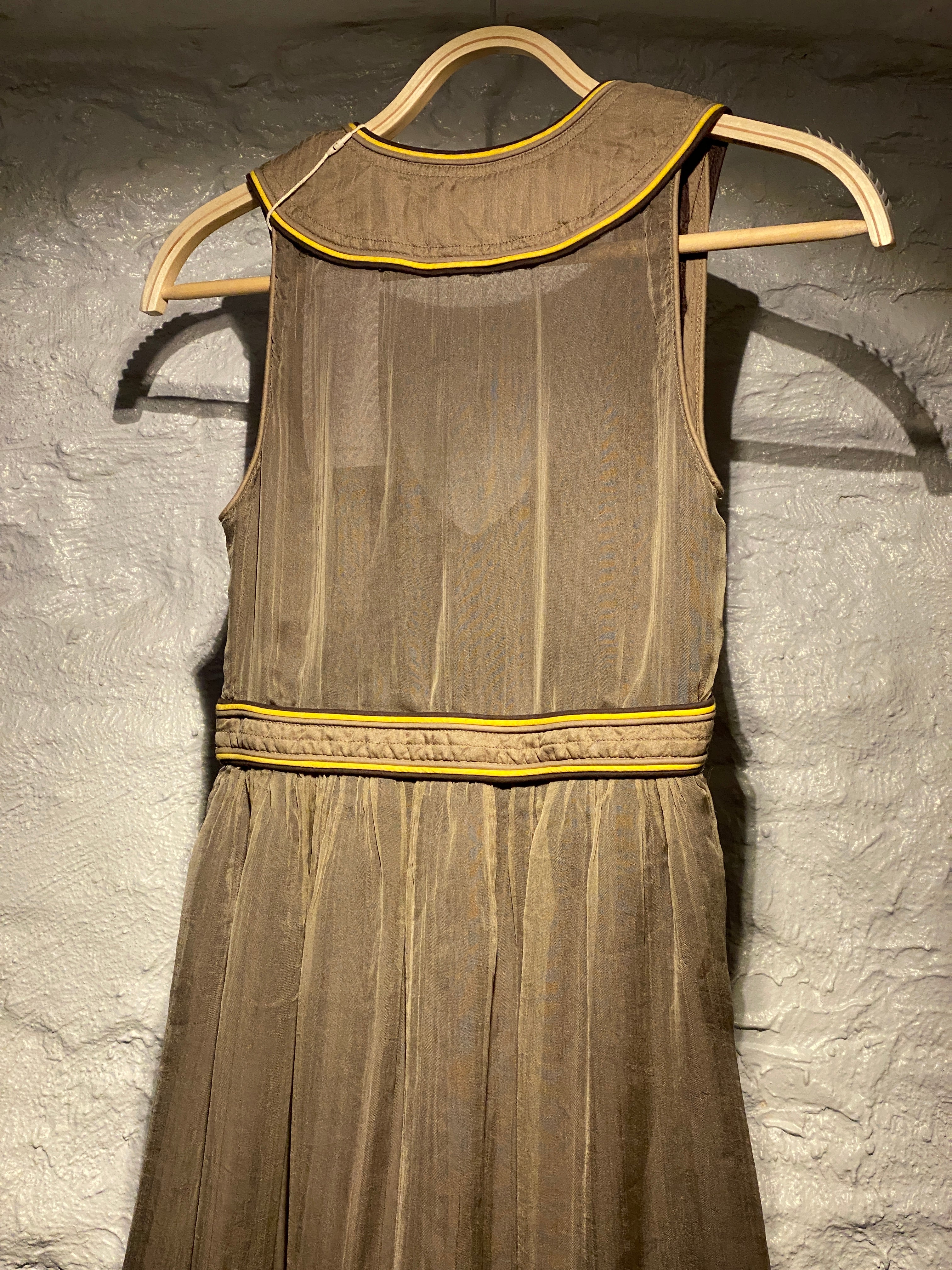 Miss Sixty Brown Yellow Layered Mesh Dress
