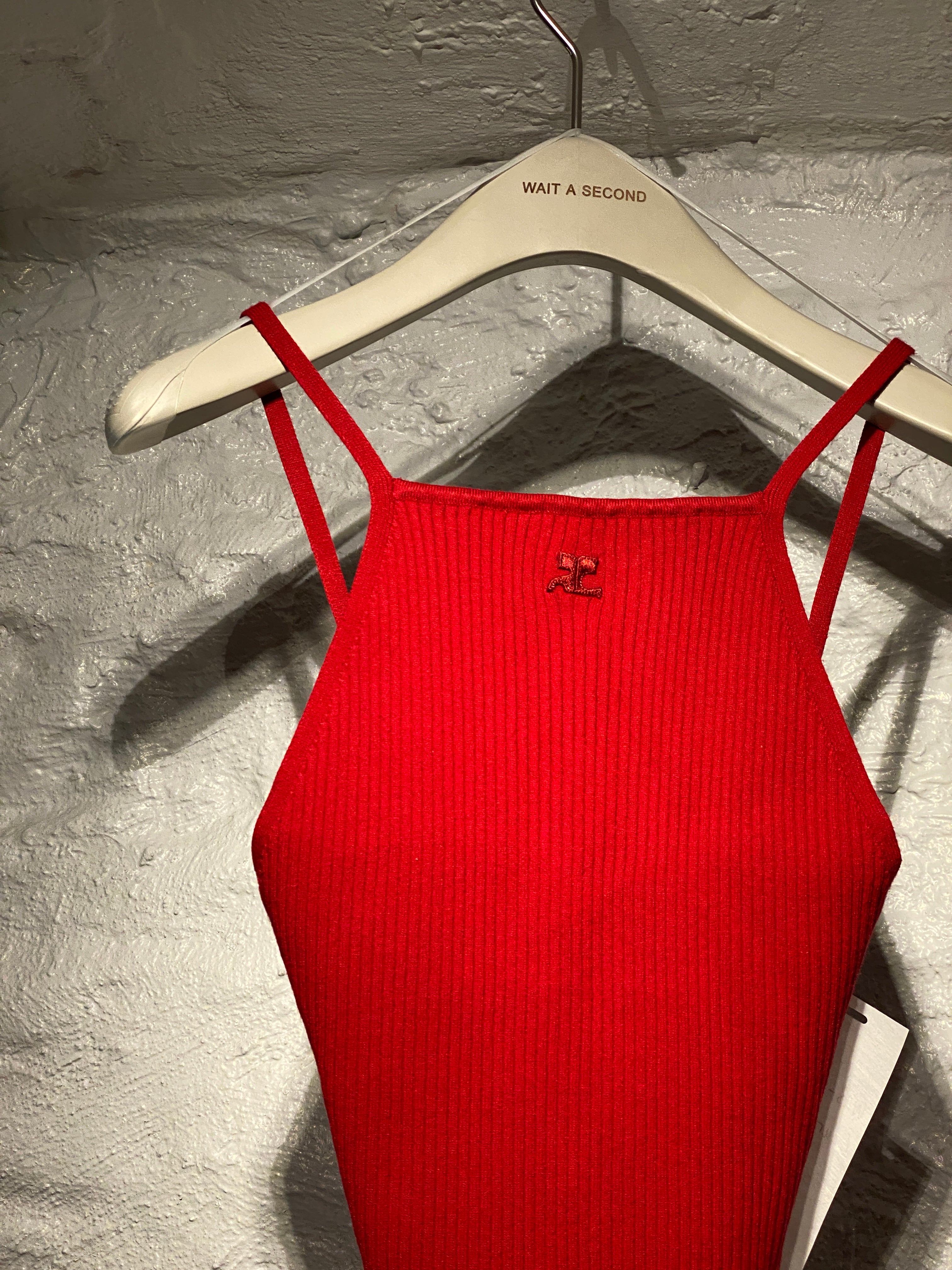Courreges Red Reedition Rib Knit Tank Top