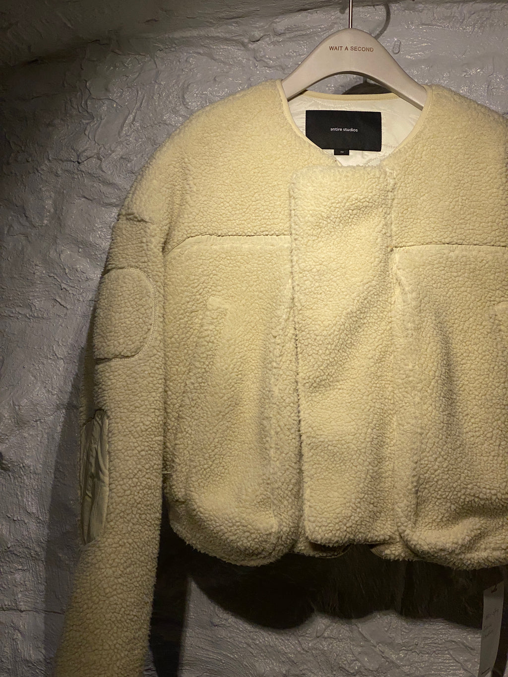Entire Studios Off-White Crewneck Fluffy Fleece Jacket