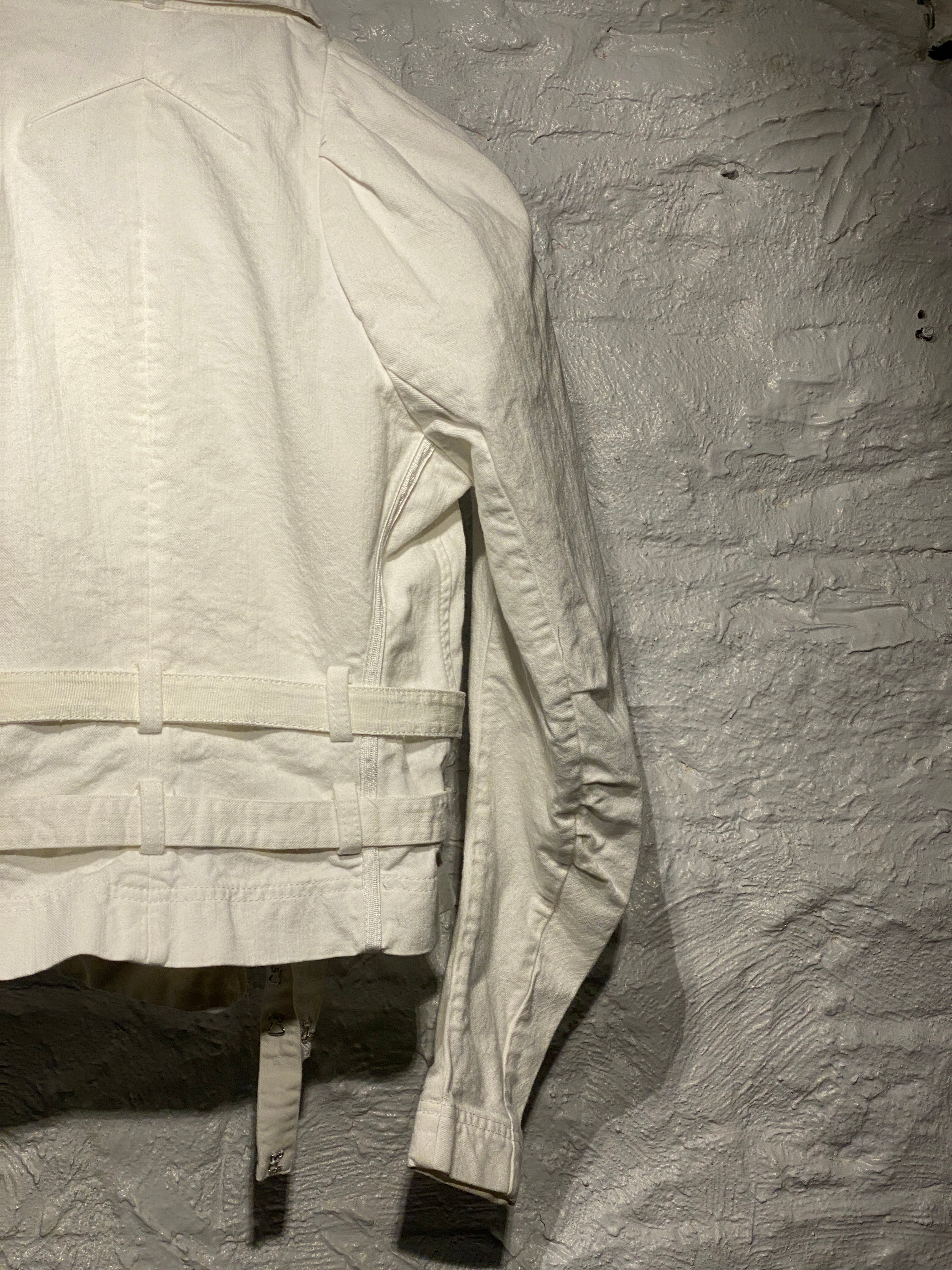 John Galliano White Denim Slanted Jacket – WAIT A SECOND