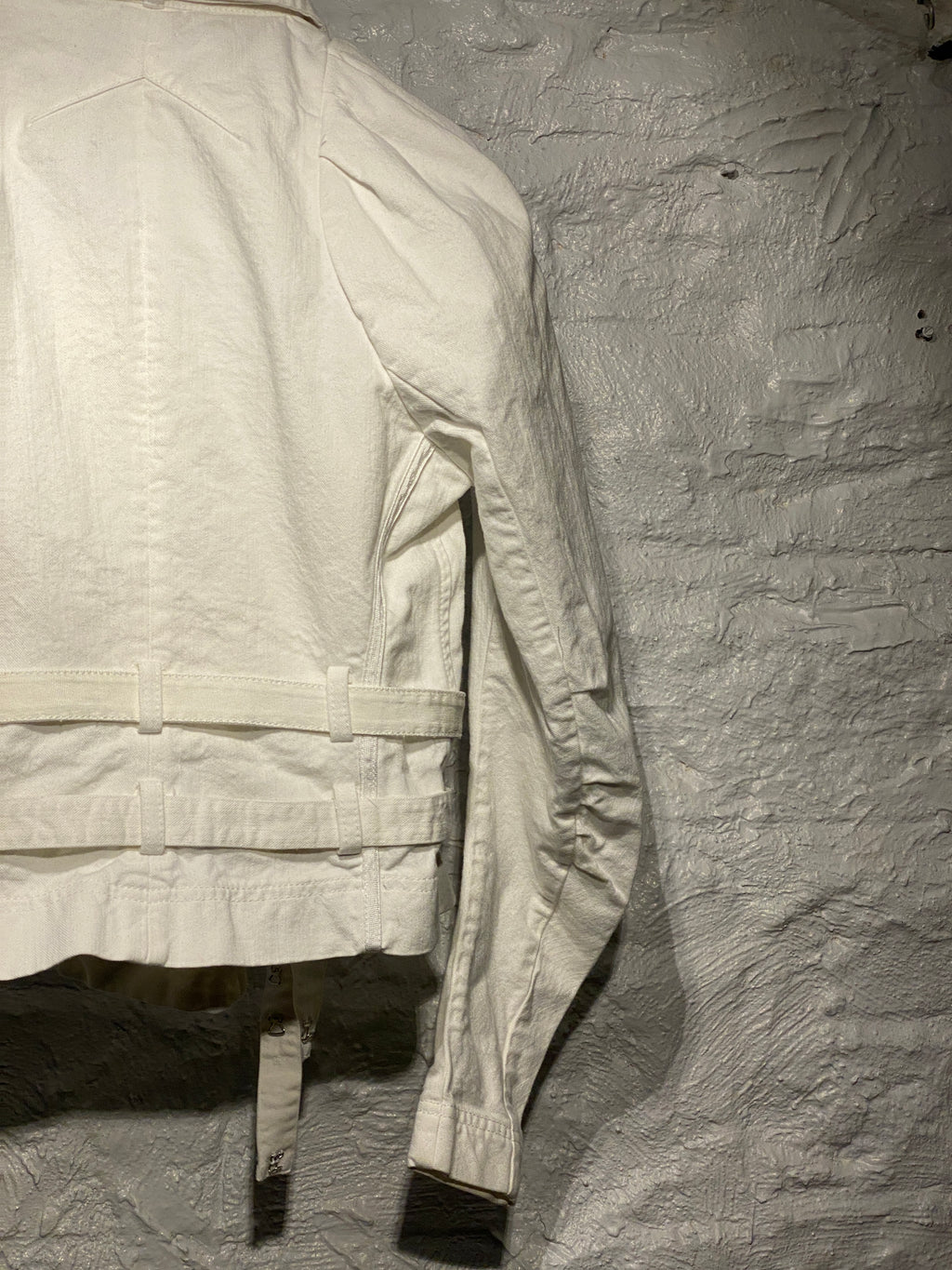 John Galliano White Denim Slanted Jacket