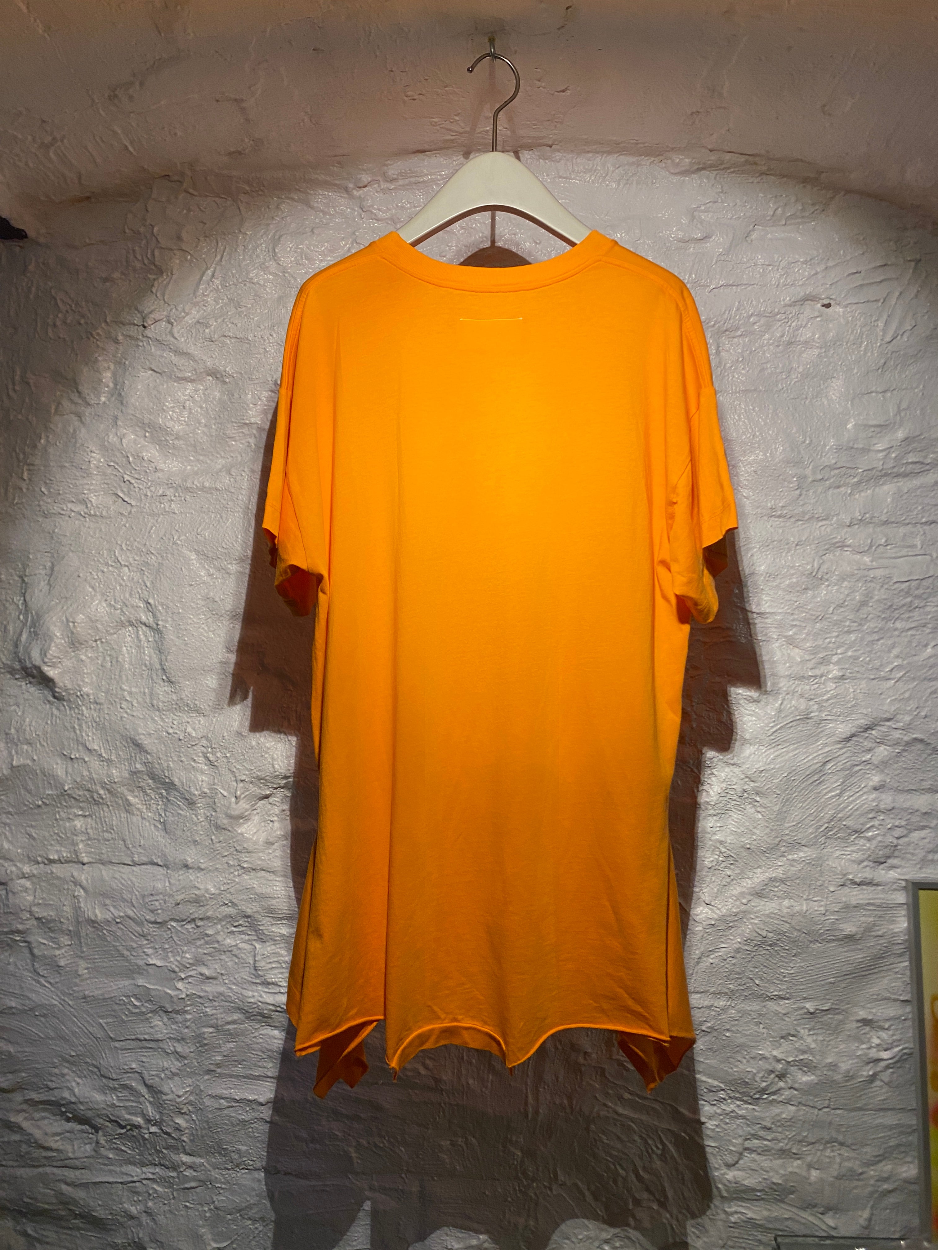 MM6 Maison Margiela Orange Logo T-shirt Layered Dress/Oversized Top
