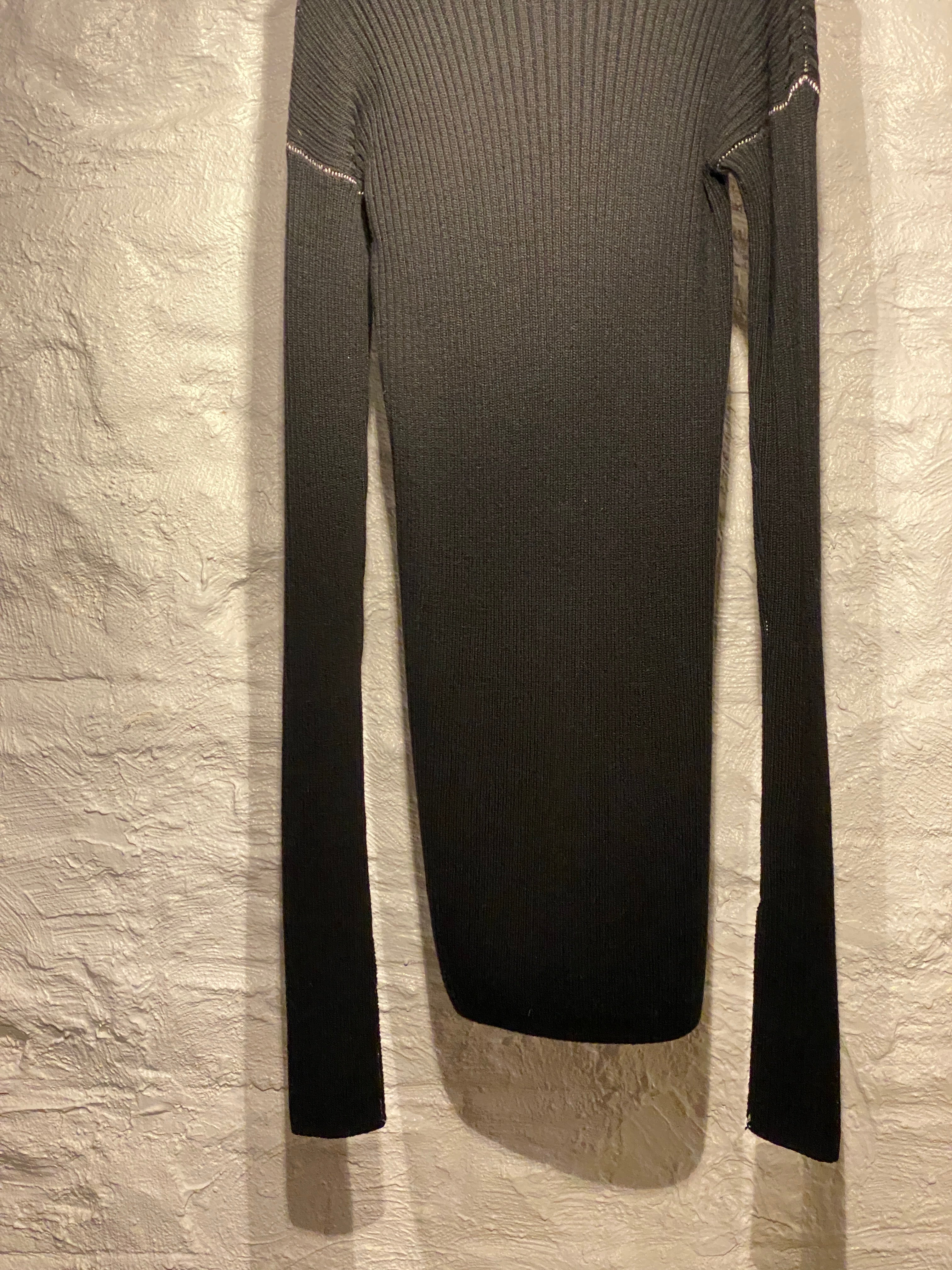 MM6 Maison Margiela Black Knitted Turtleneck Extra Long Sleeve Dress