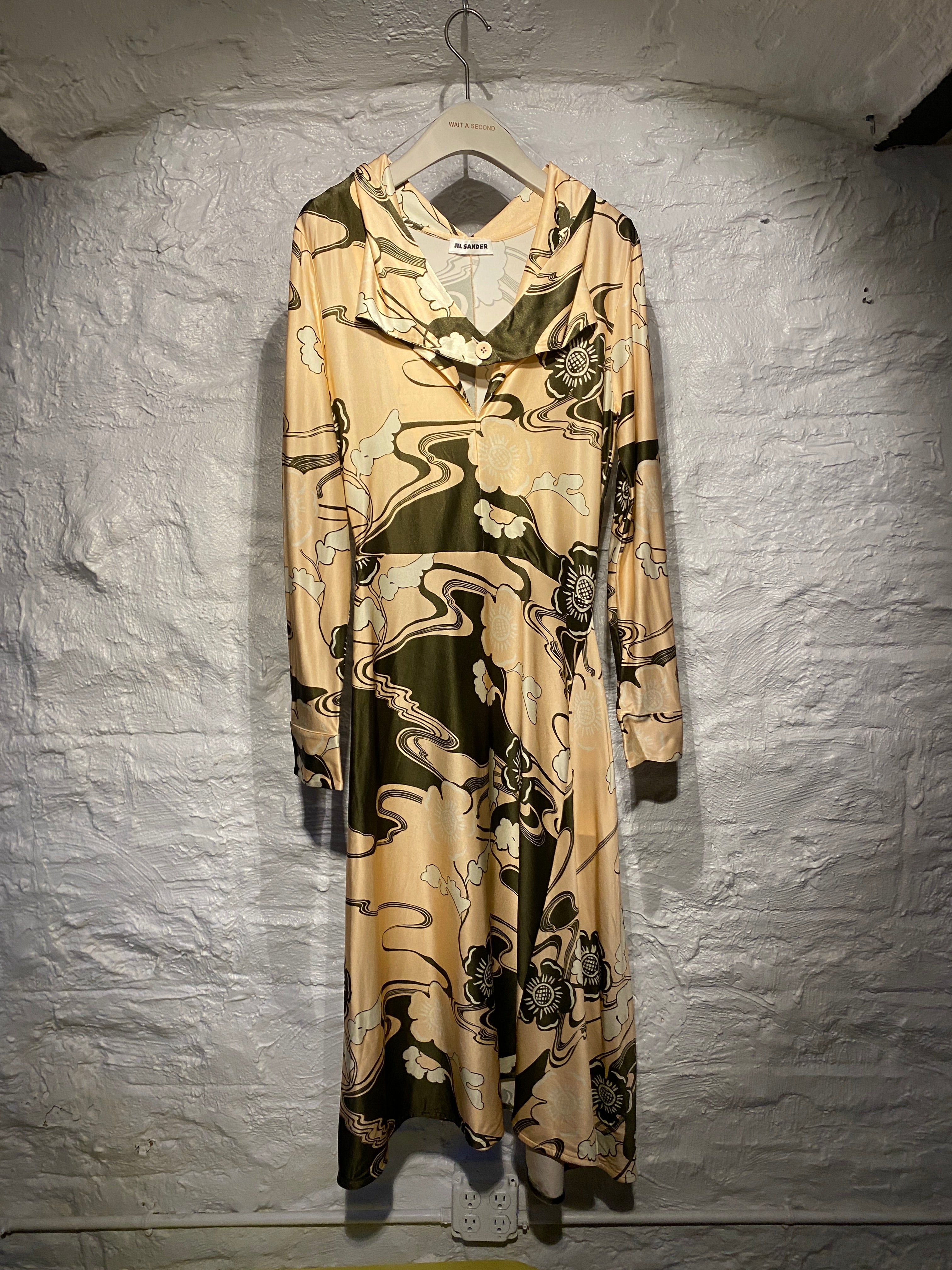 jil sander long dress Satin maxi shirt dress - burgundy