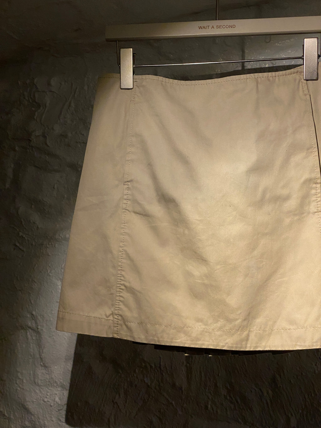 Miu Miu Light Khaki Denim Pleated Mini Skirt