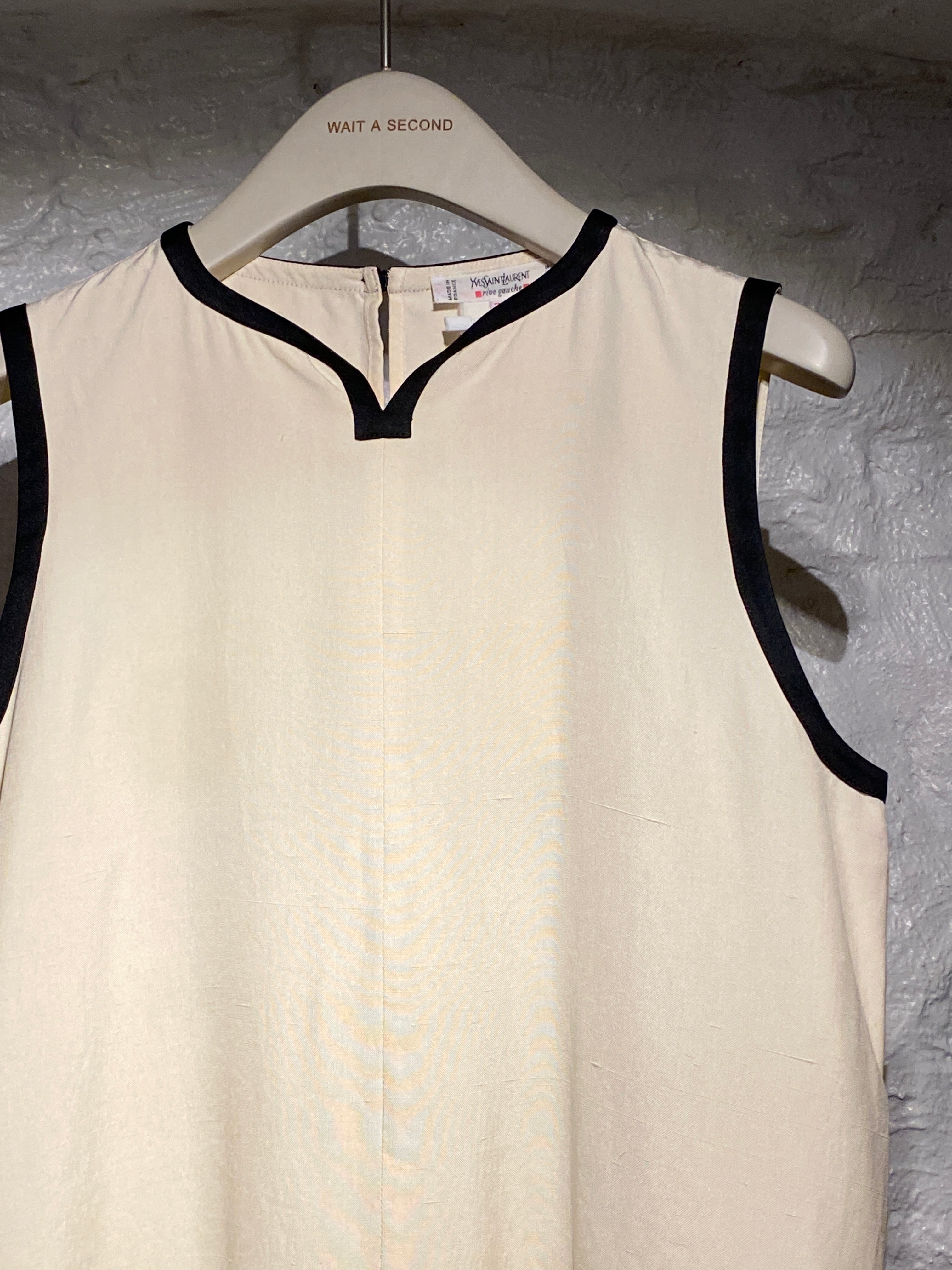 Yves Saint Laurent Rive Gauche Ivory with Black Outlined Sleeveless Top