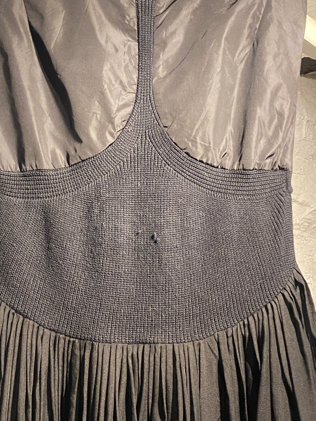 Sacai Black Mixed Fabrics Knitted Top Dress