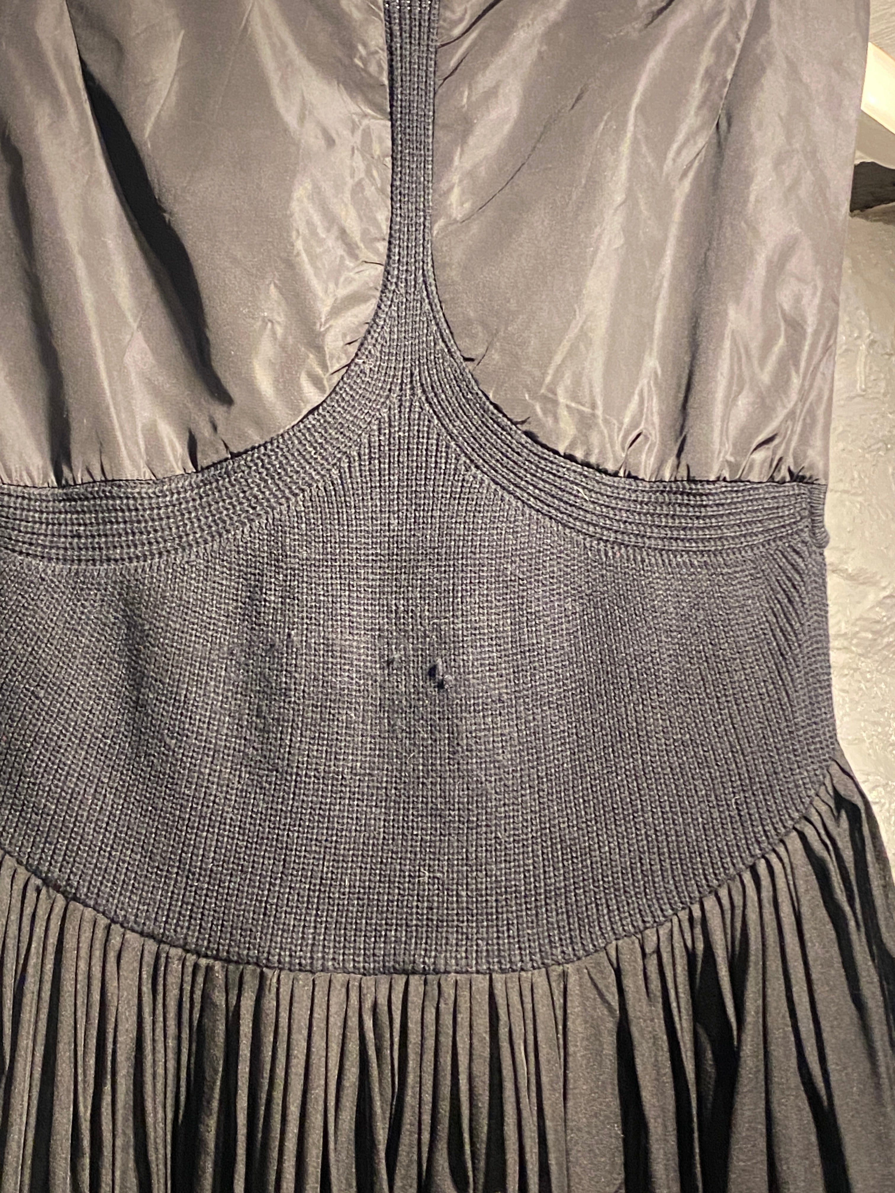 Sacai Black Mixed Fabrics Knitted Top Dress