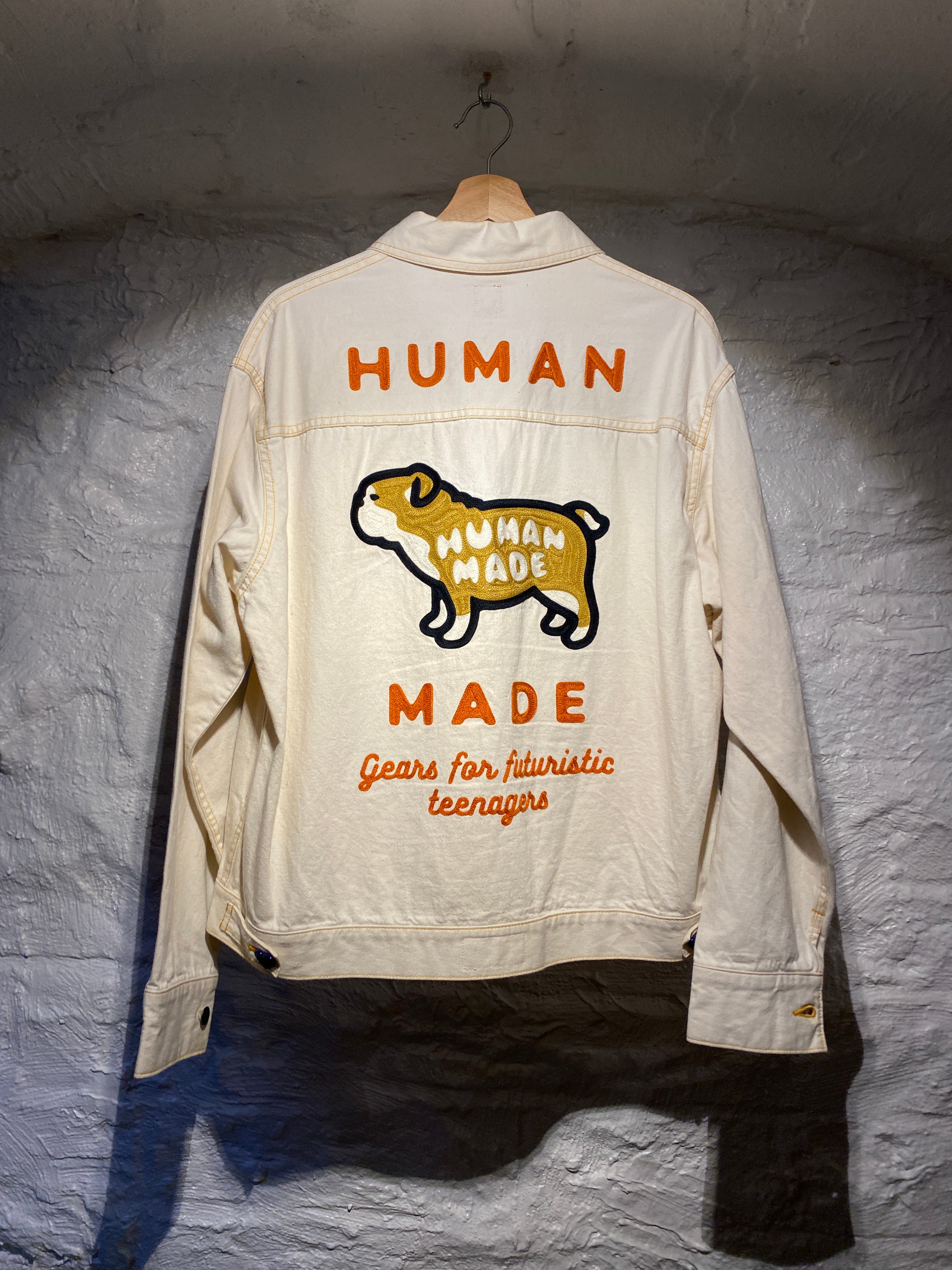 Human Made White and Yellow Embroidered Jean Jacket