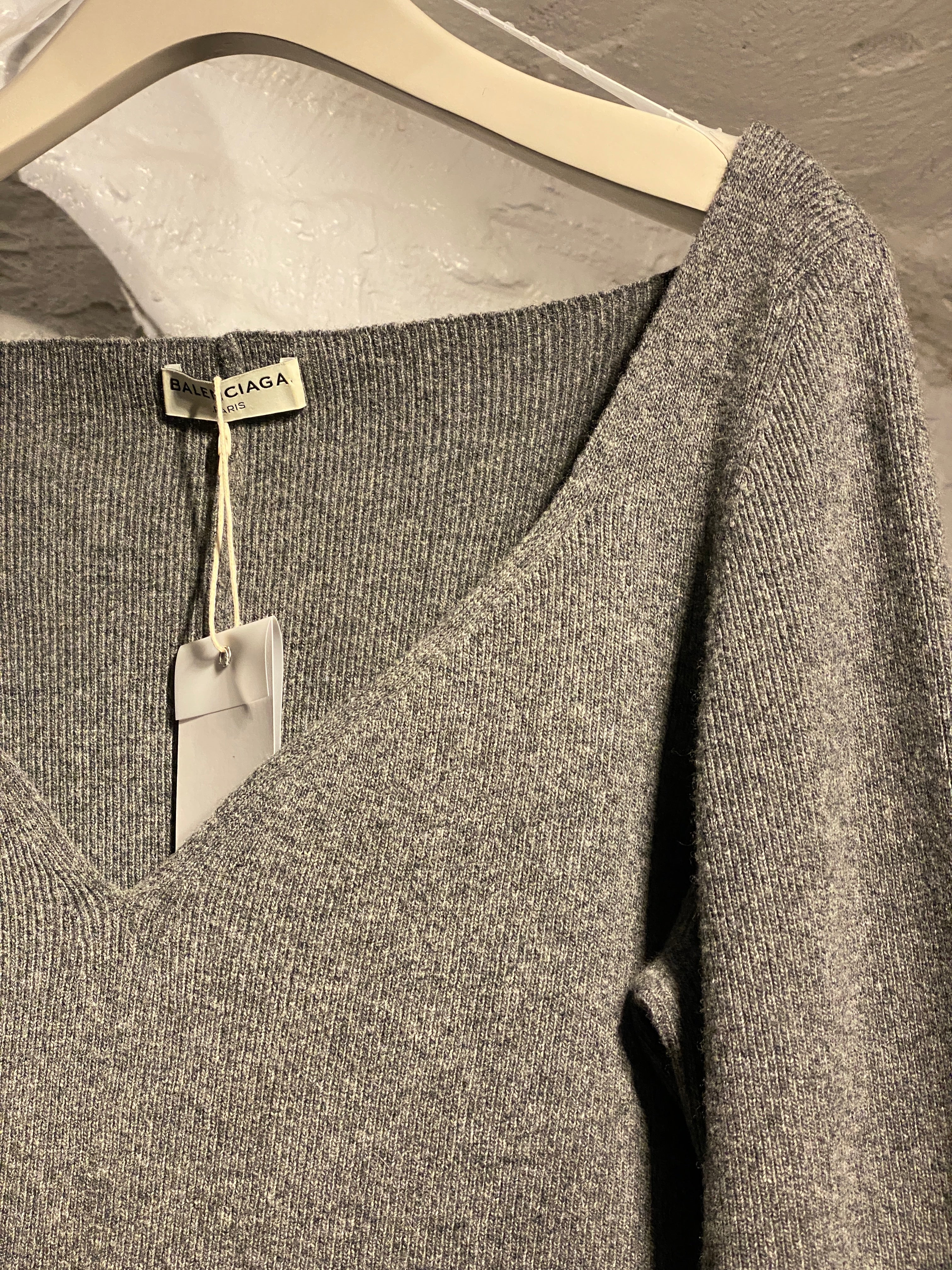 Balenciaga Grey V-neck Sweater
