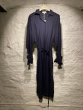 Kenzo Dark Navy Black Button-Down Shirt Dress with Belt