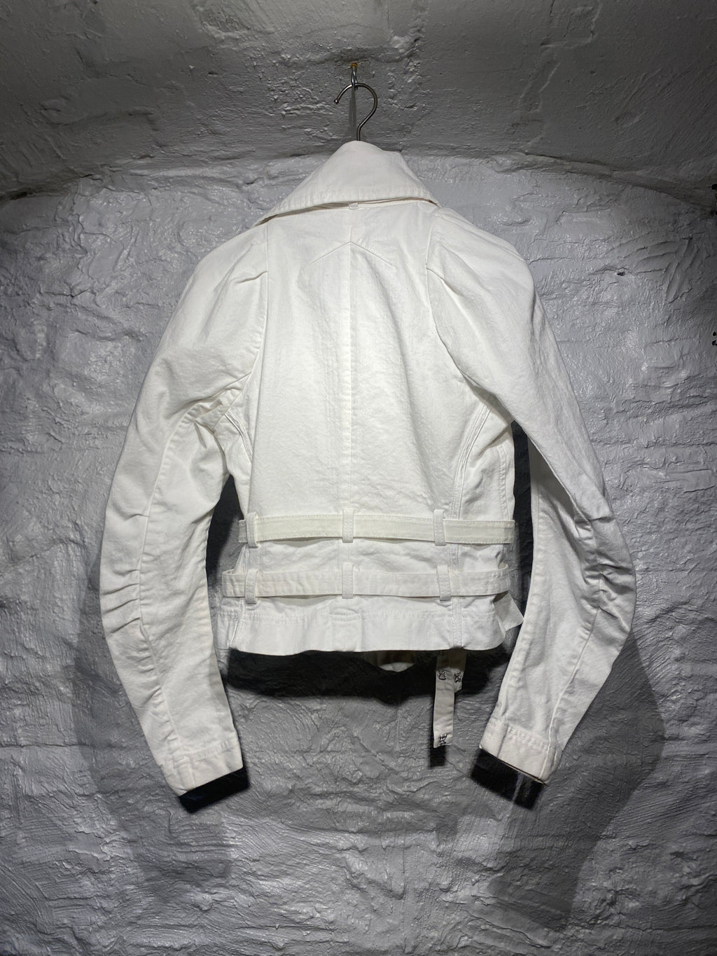 John Galliano White Denim Slanted Jacket