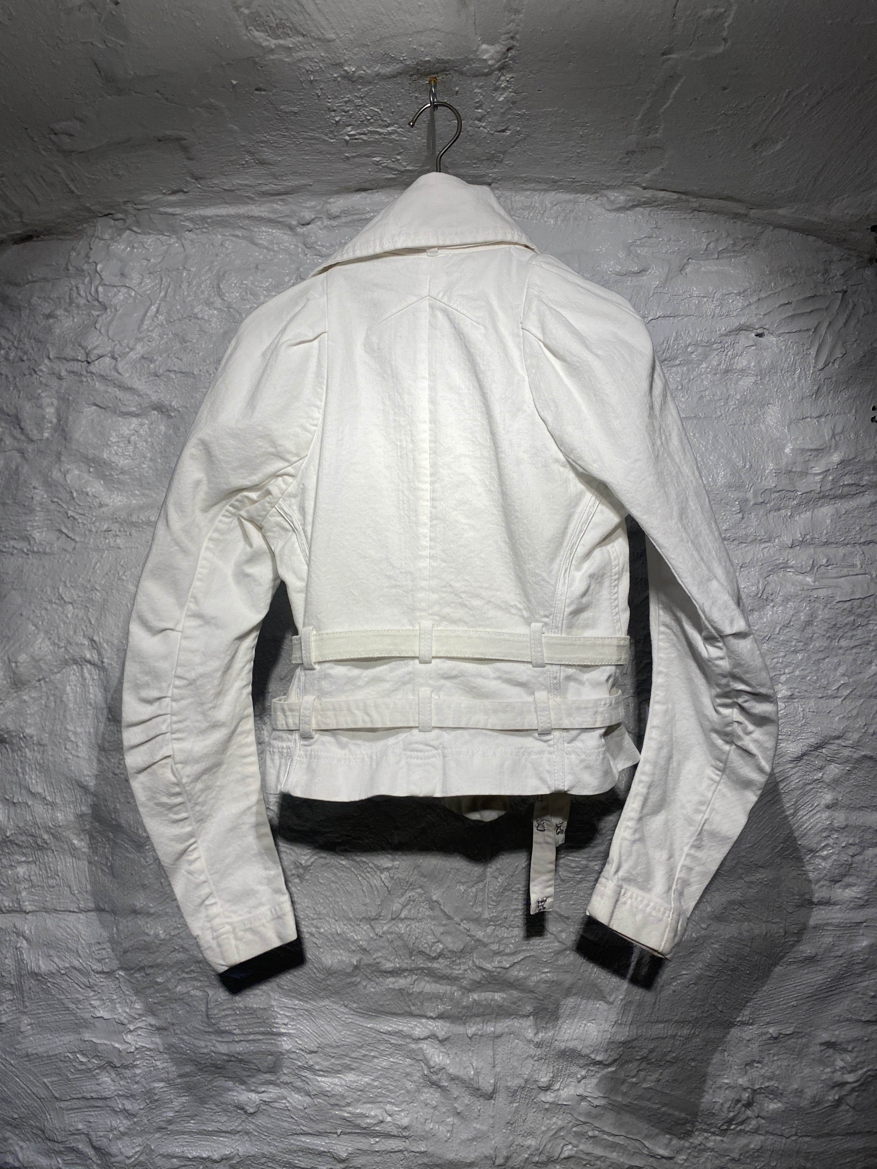 John Galliano White Denim Slanted Jacket