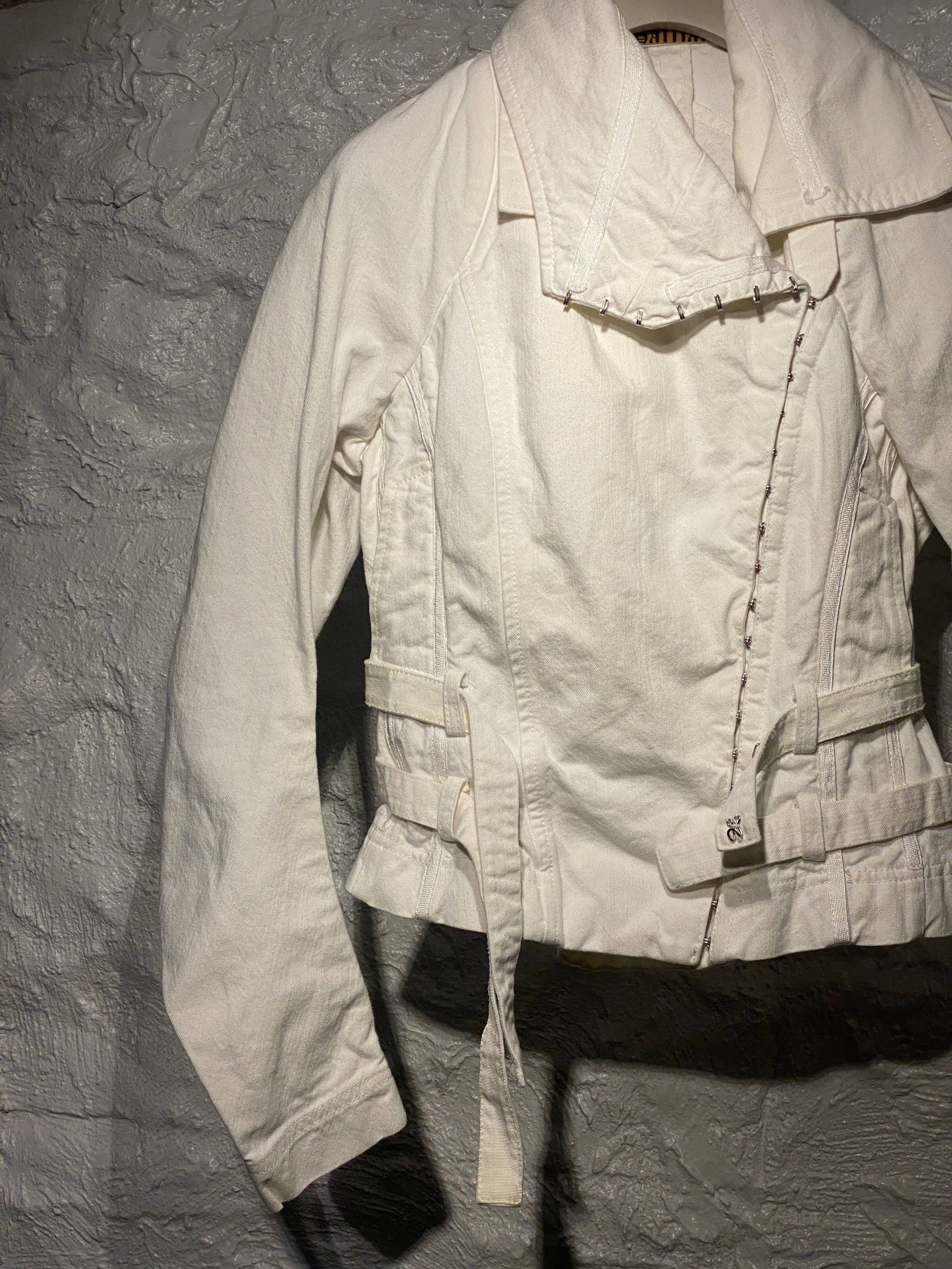 John Galliano White Denim Slanted Jacket