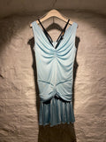Versace Baby Blue Sleeveless Mini Dress with Leather strap