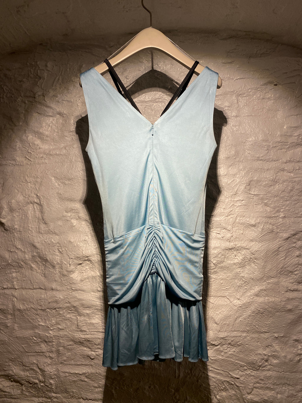 Versace Baby Blue Sleeveless Mini Dress with Leather strap