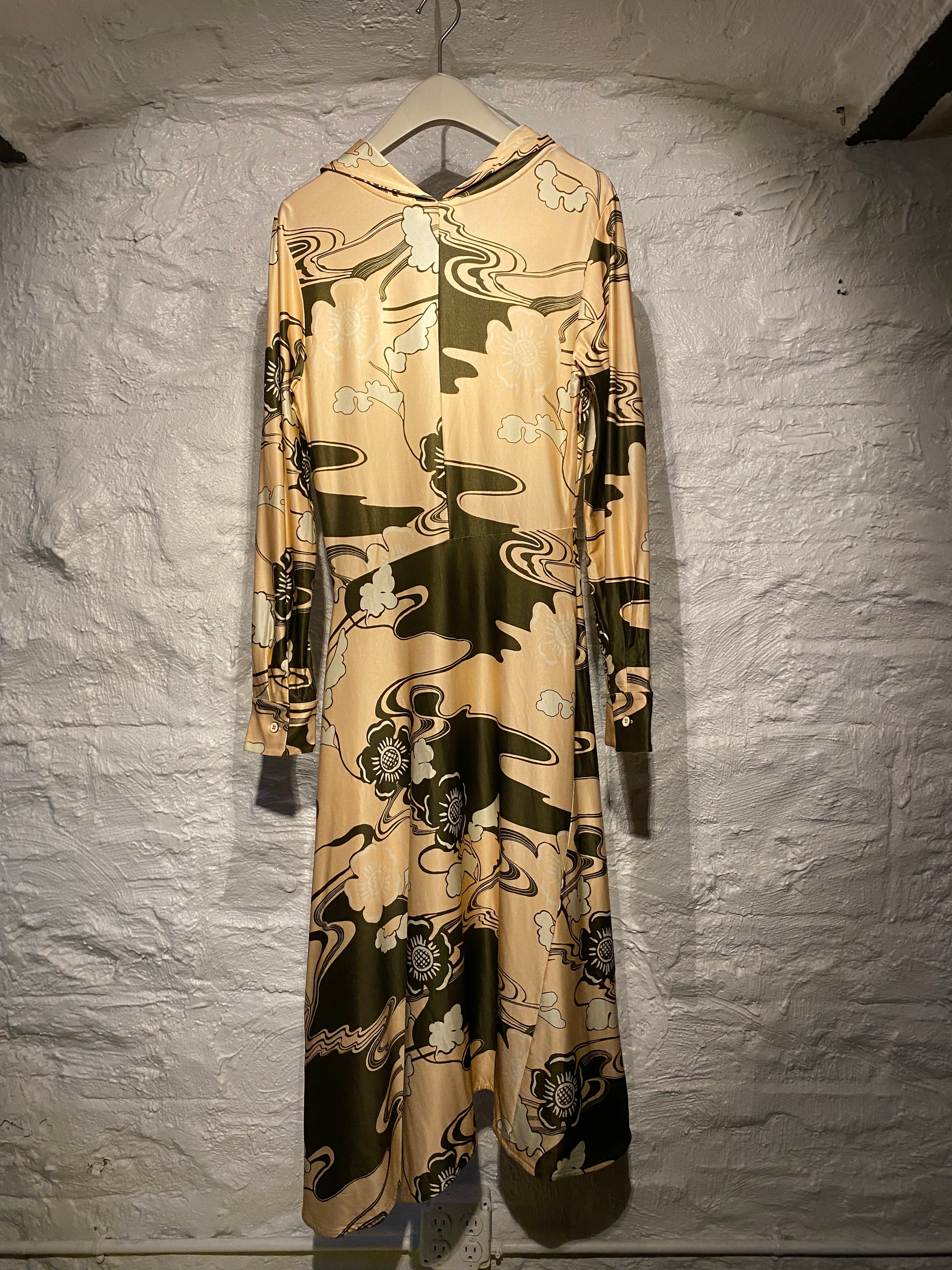 Jil Sander Pink and Brown Floral Lagoon Halterneck Long Dress