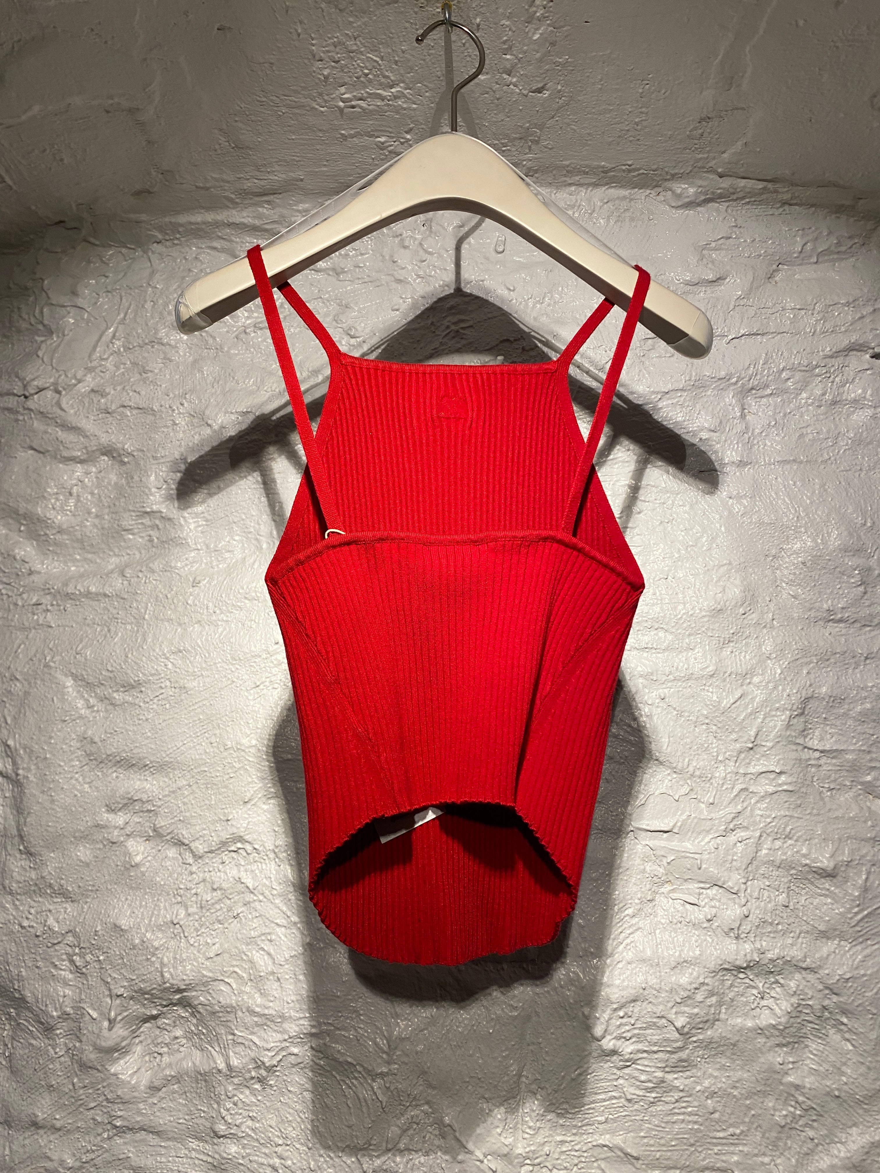 Courreges Red Reedition Rib Knit Tank Top