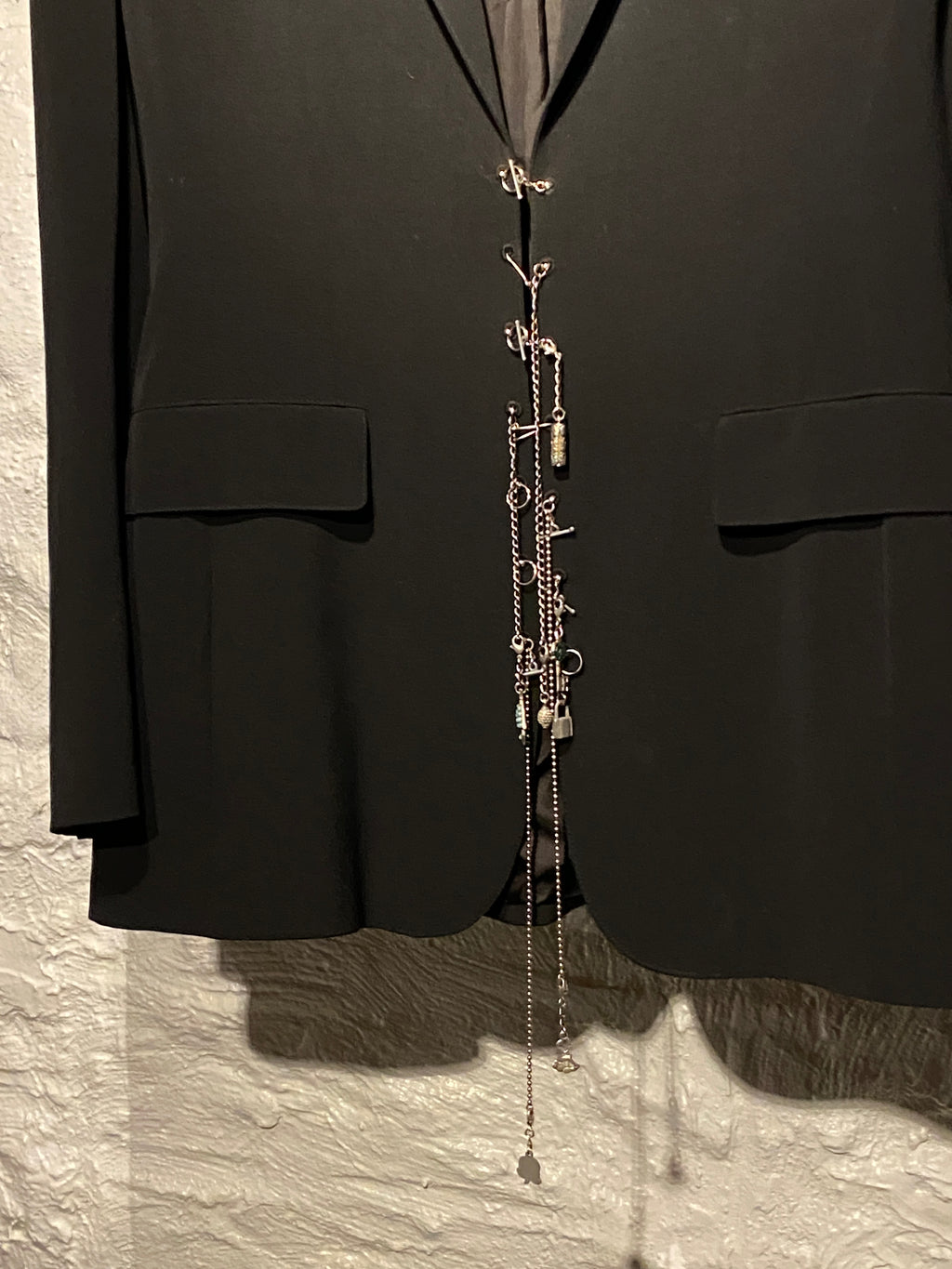 Jean Paul Gaultier  Black Wool Blazer with Silver Chain and charms
