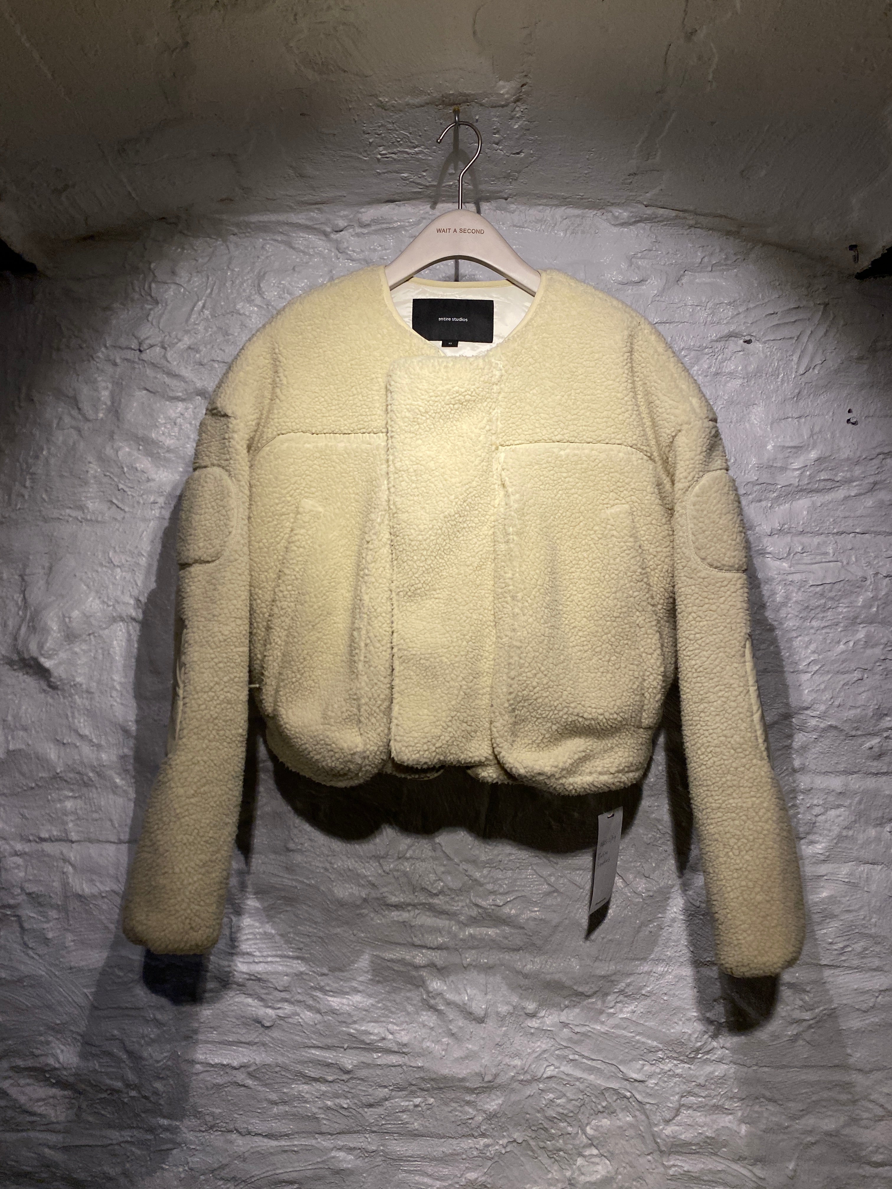 Entire Studios Off-White Crewneck Fluffy Fleece Jacket