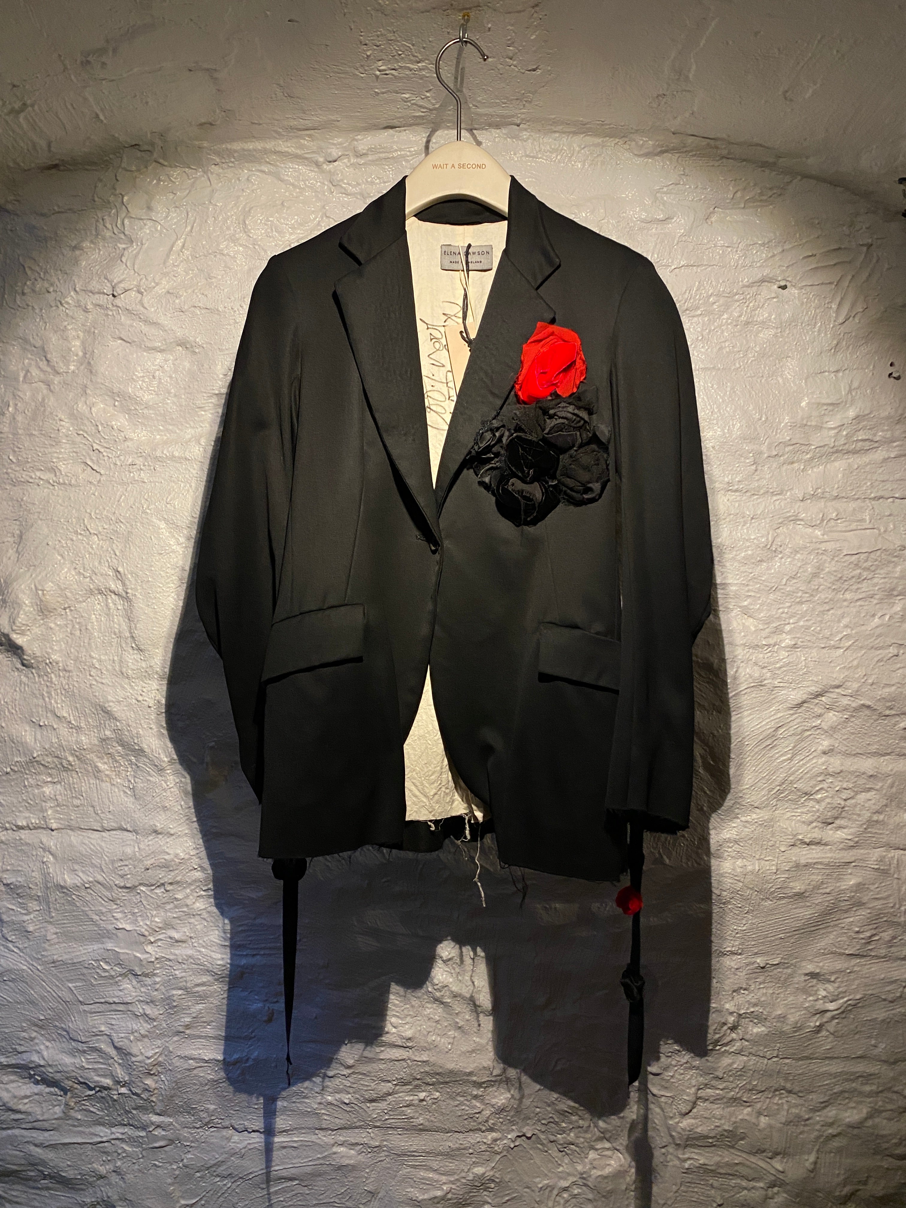 Elena Dawson SS21 Black and White Roses Suit Blazer