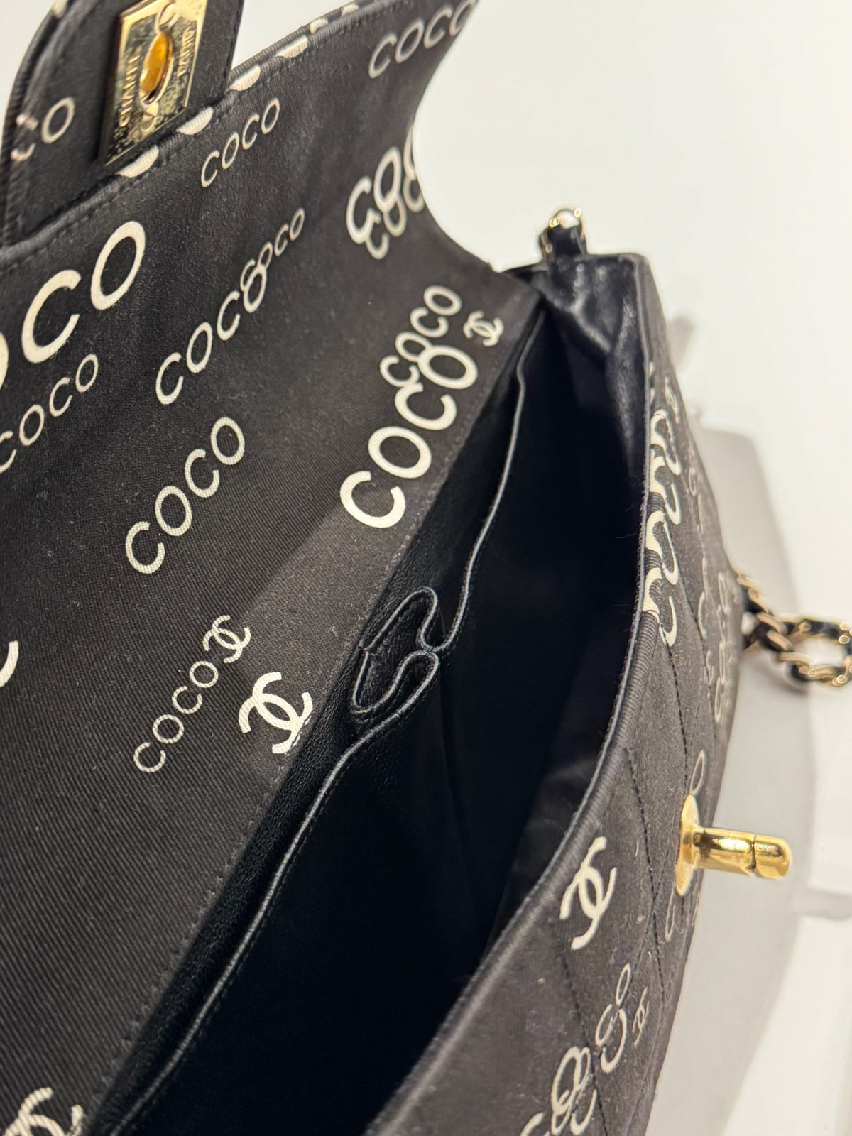 Chanel Black Canvas Coco Chain Shoulder Bag