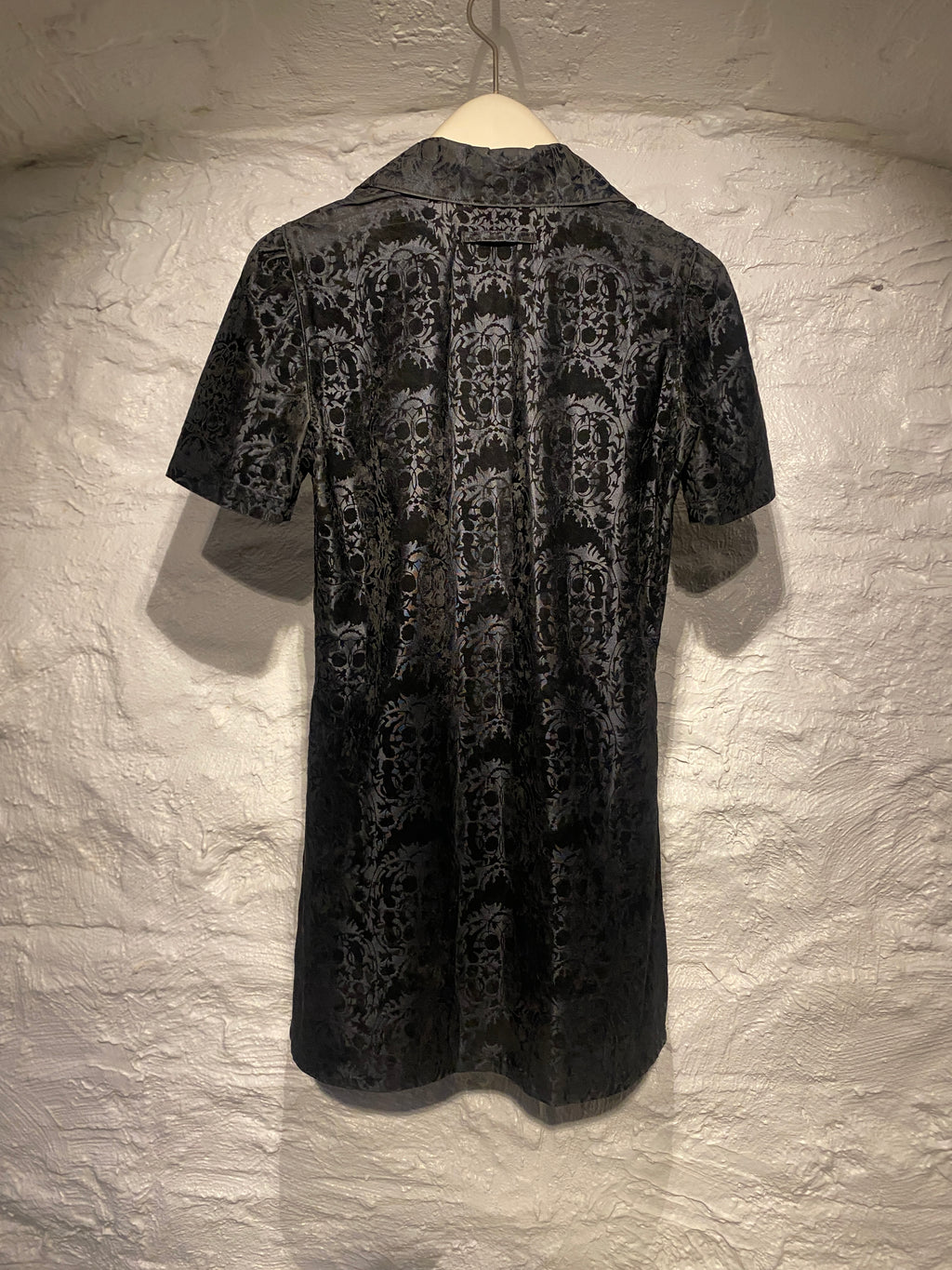 Jean Paul Gaultier Black Jacquard Flower Buttons down Shirt Dress