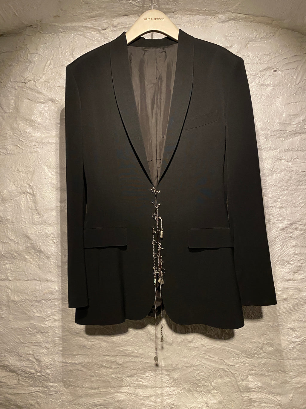 Jean Paul Gaultier  Black Wool Blazer with Silver Chain and charms