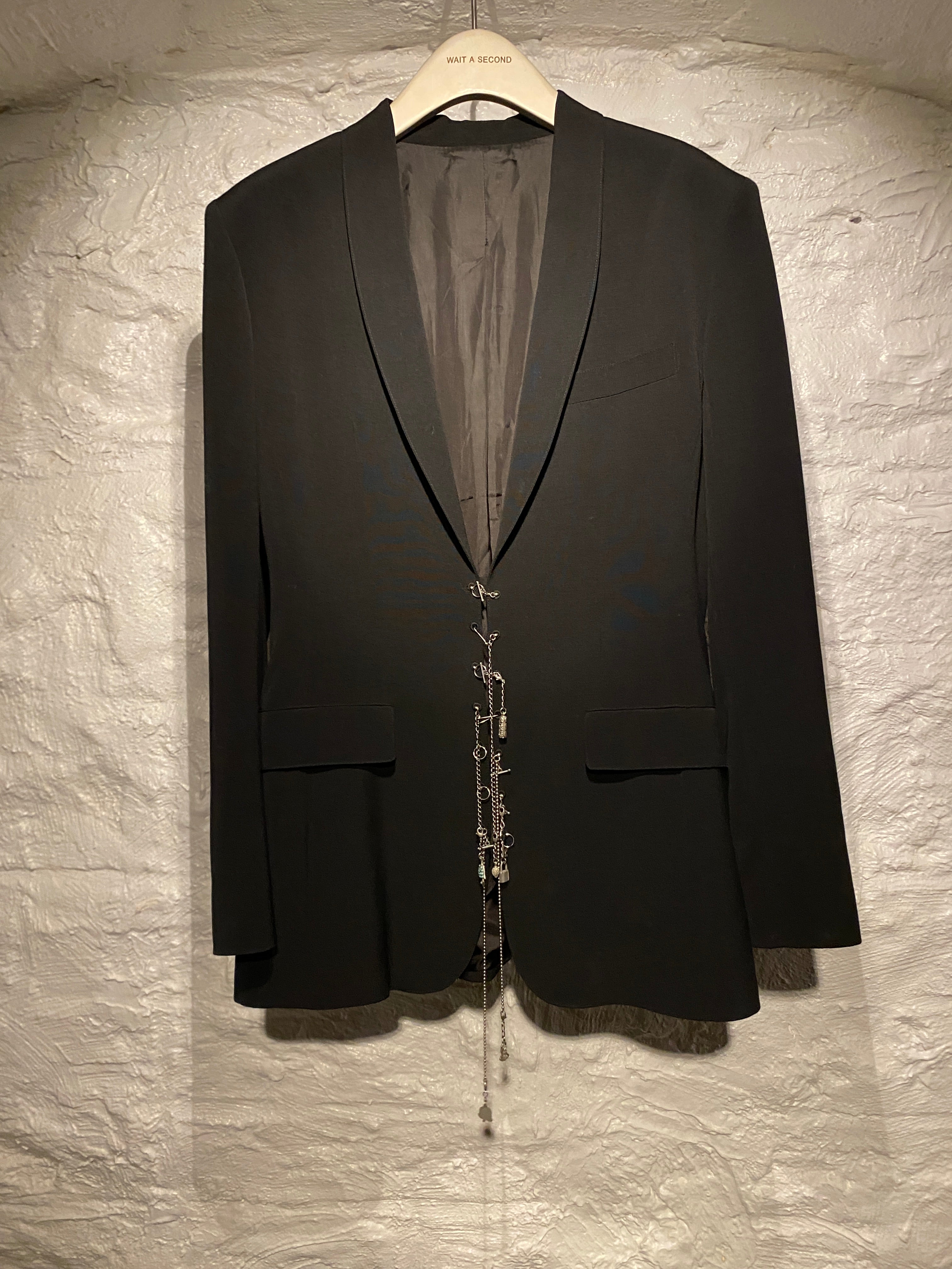 Jean Paul Gaultier  Black Wool Blazer with Silver Chain and charms