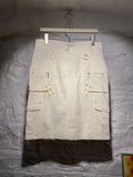 Gate One White Linen Cotton Blend Pockets Midi Skirt