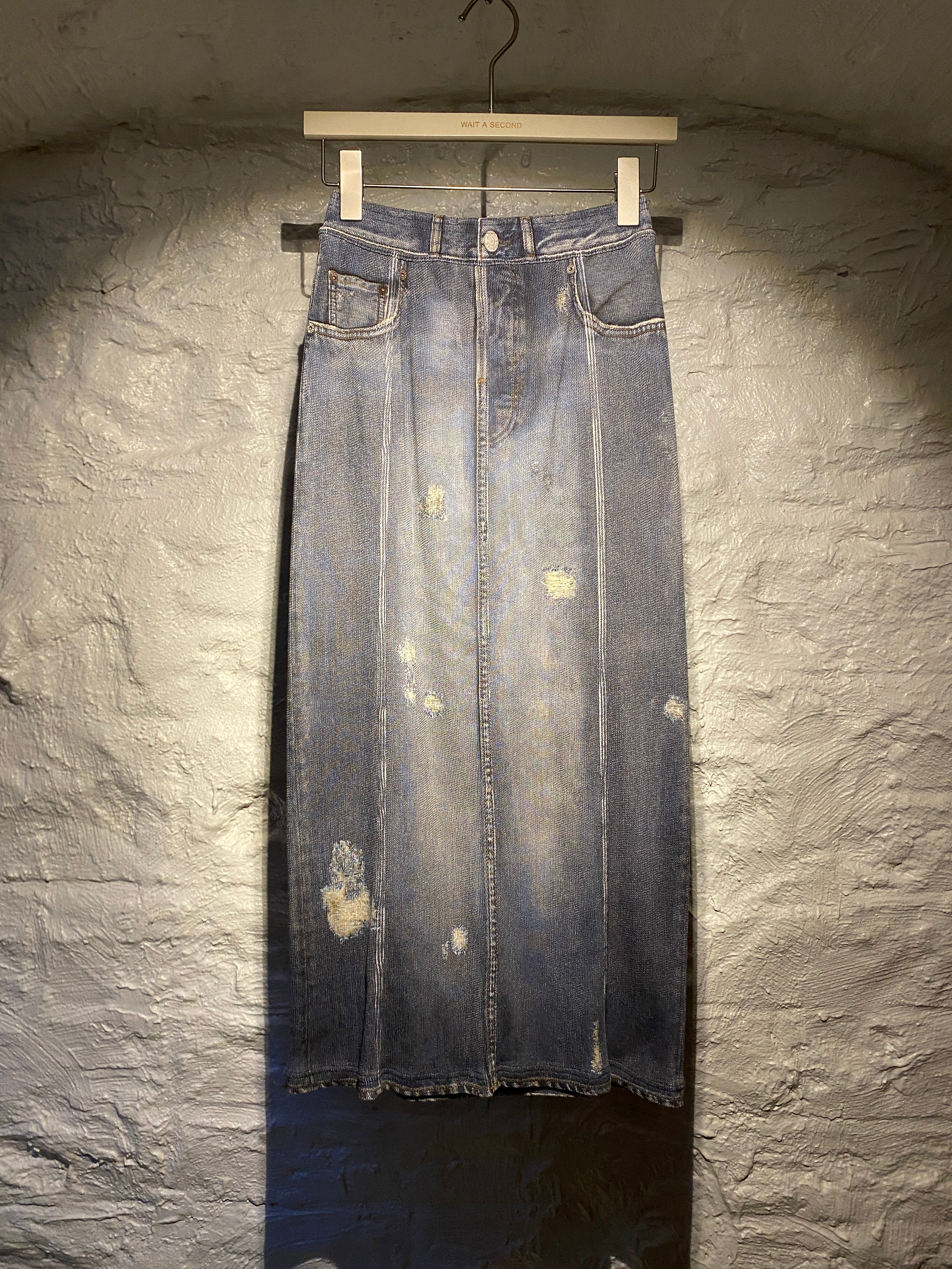 Acne Studios Faux Denim Print Cotton Long Skirt