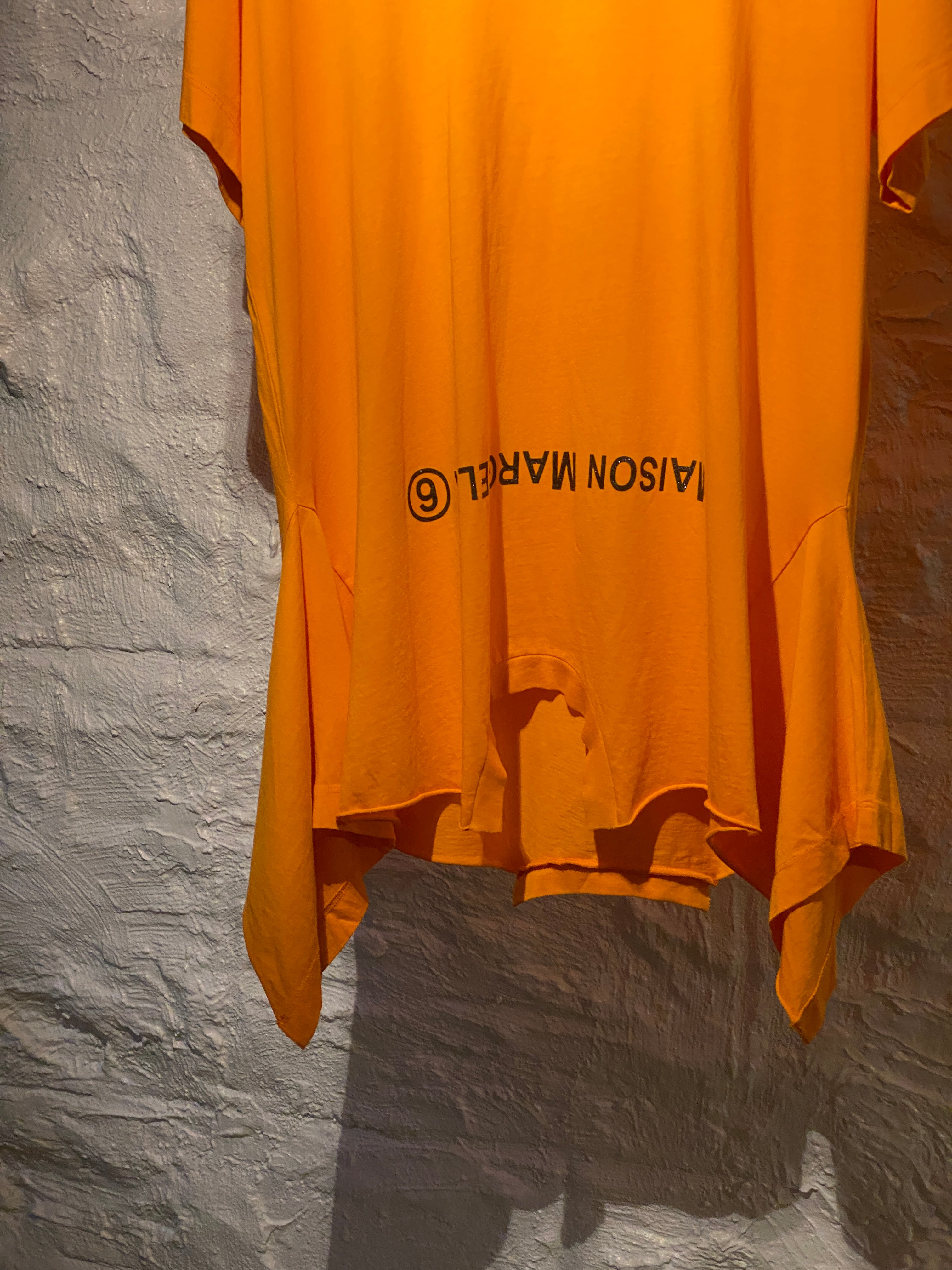 MM6 Maison Margiela Orange Logo T-shirt Layered Dress/Oversized Top