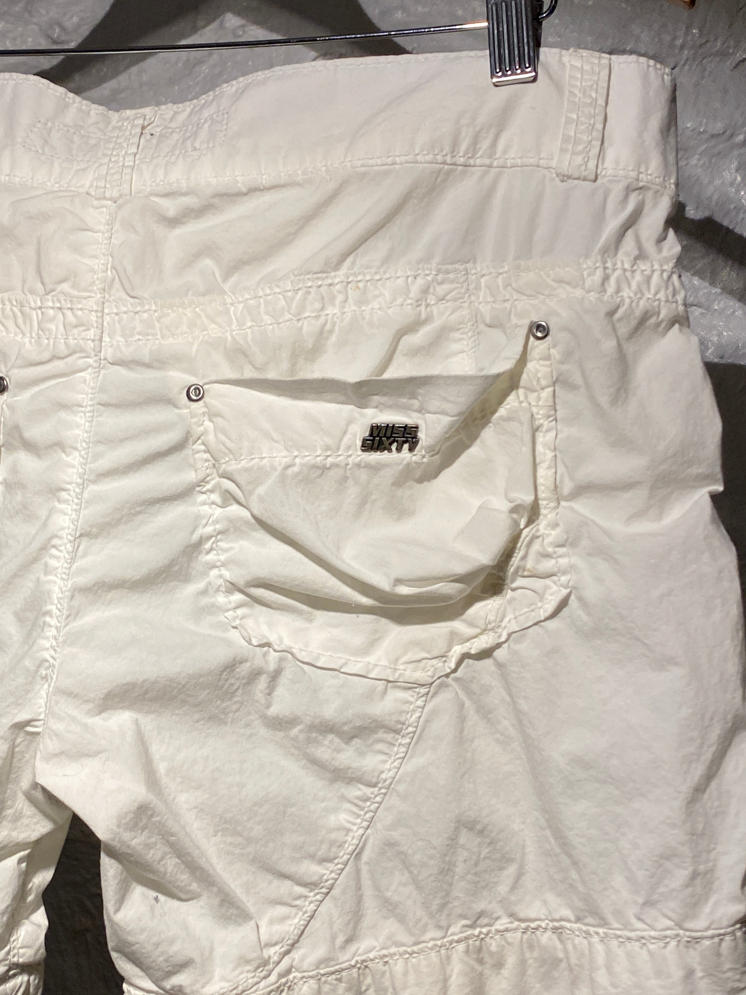 Miss Sixty White Cotton Belted Short