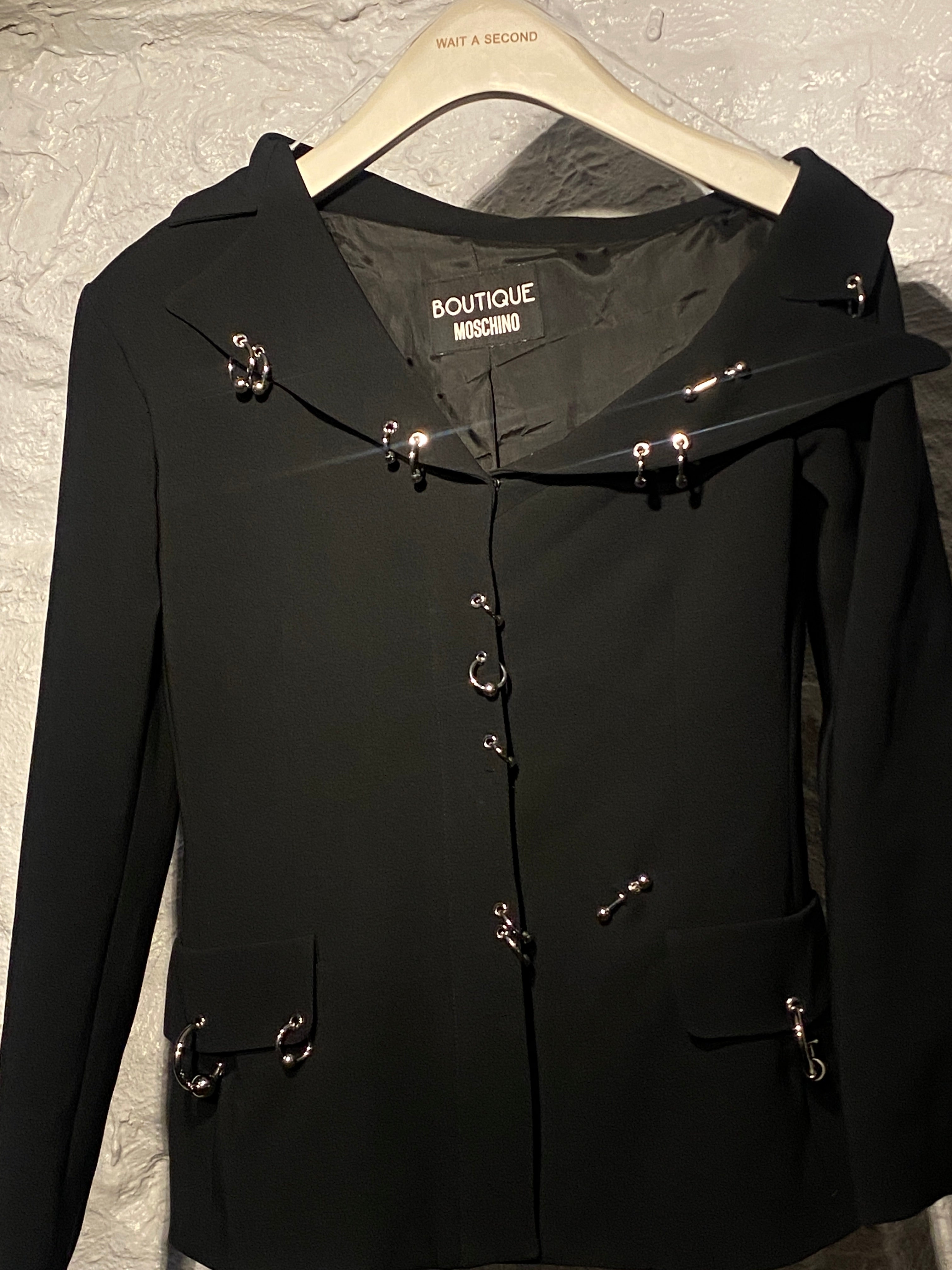Boutique Moschino Black Blazer with Metal Rings