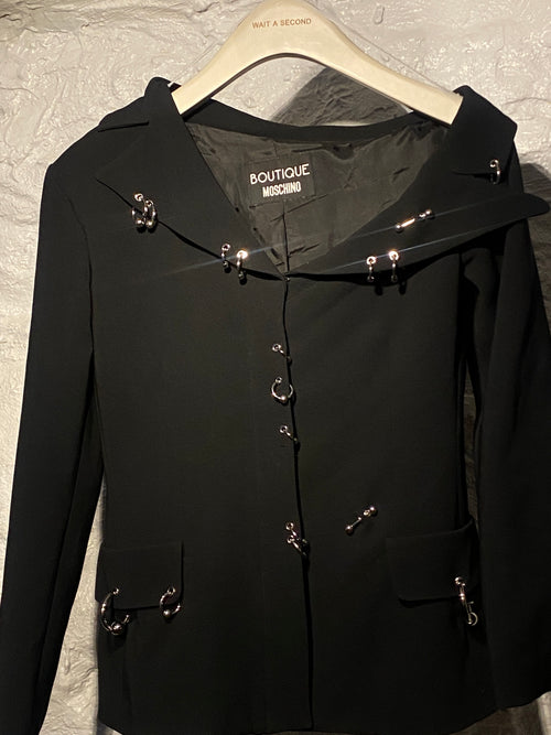 Boutique Moschino Black Blazer with Metal Rings