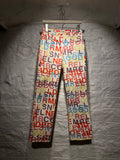 Chanel White Multi-Color Letters Print Pants