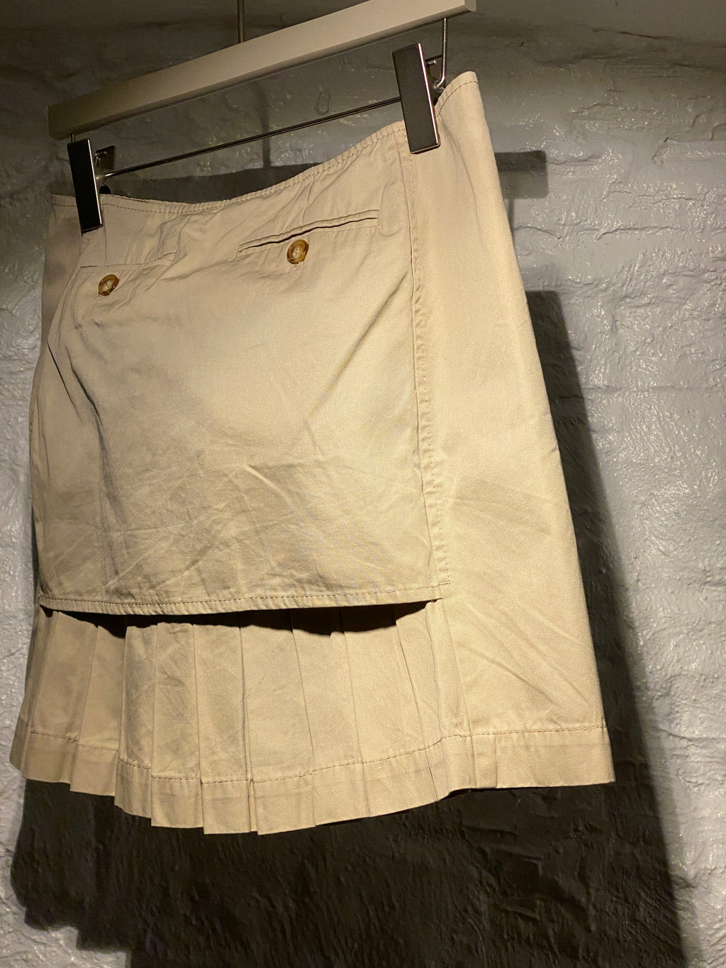 Miu Miu Light Khaki Denim Pleated Mini Skirt