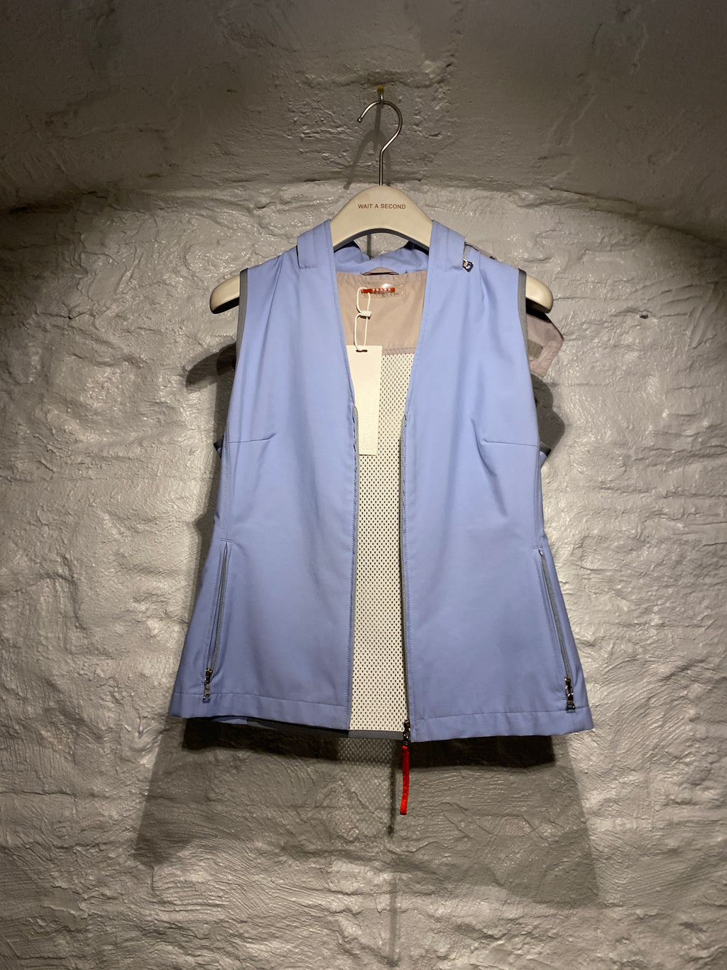 Prada Baby Blue Abstract Back Design Short Vest