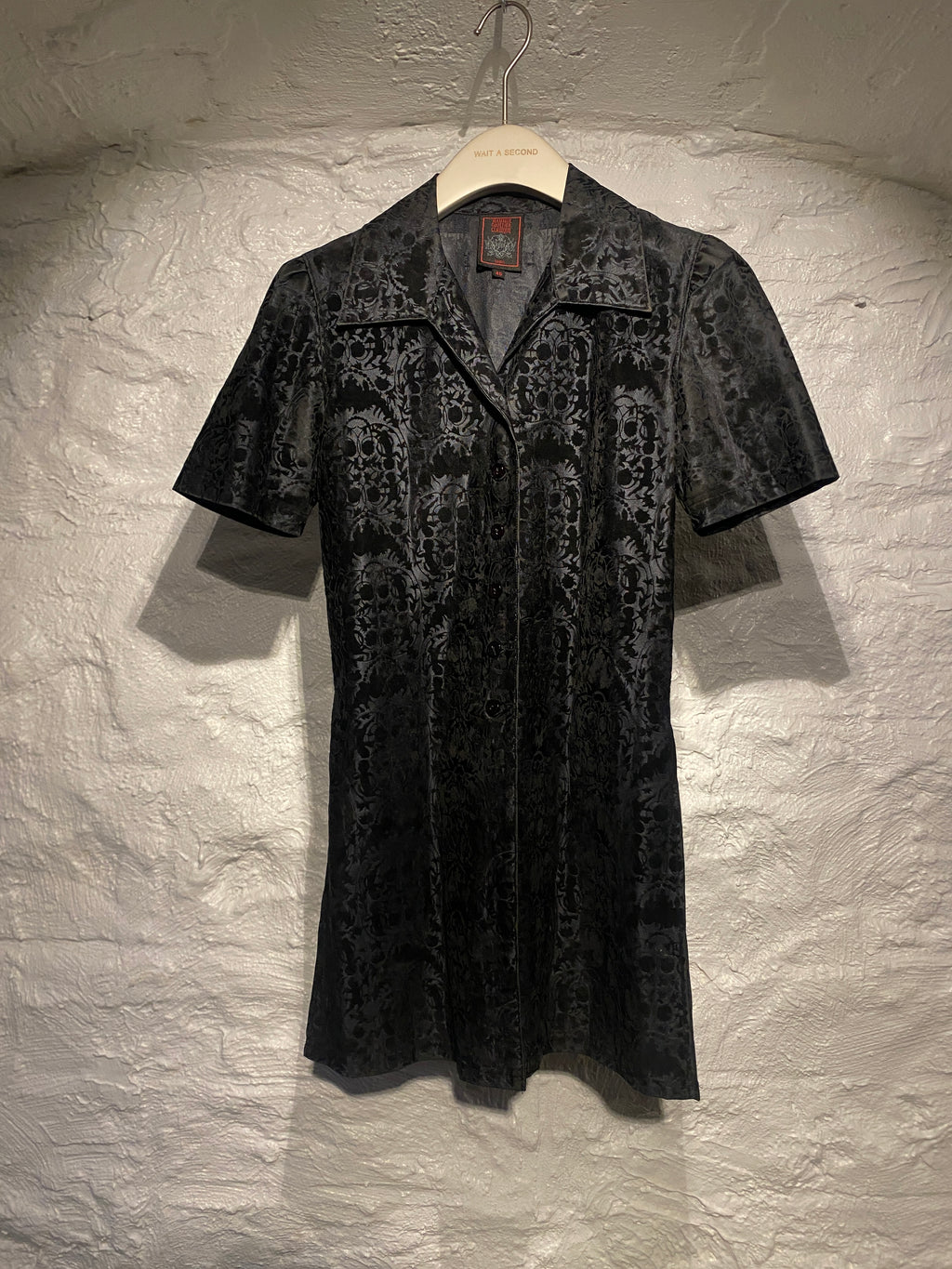 Jean Paul Gaultier Black Jacquard Flower Buttons down Shirt Dress