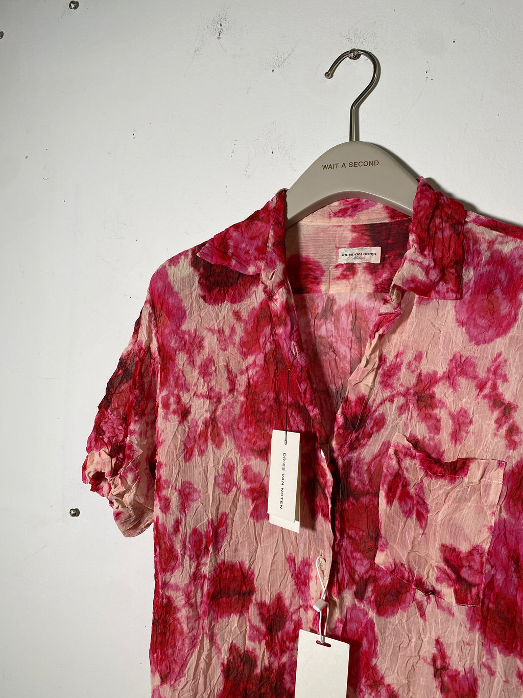Dries Van Noten Pink Printed Short Sleeve Shirt Dress