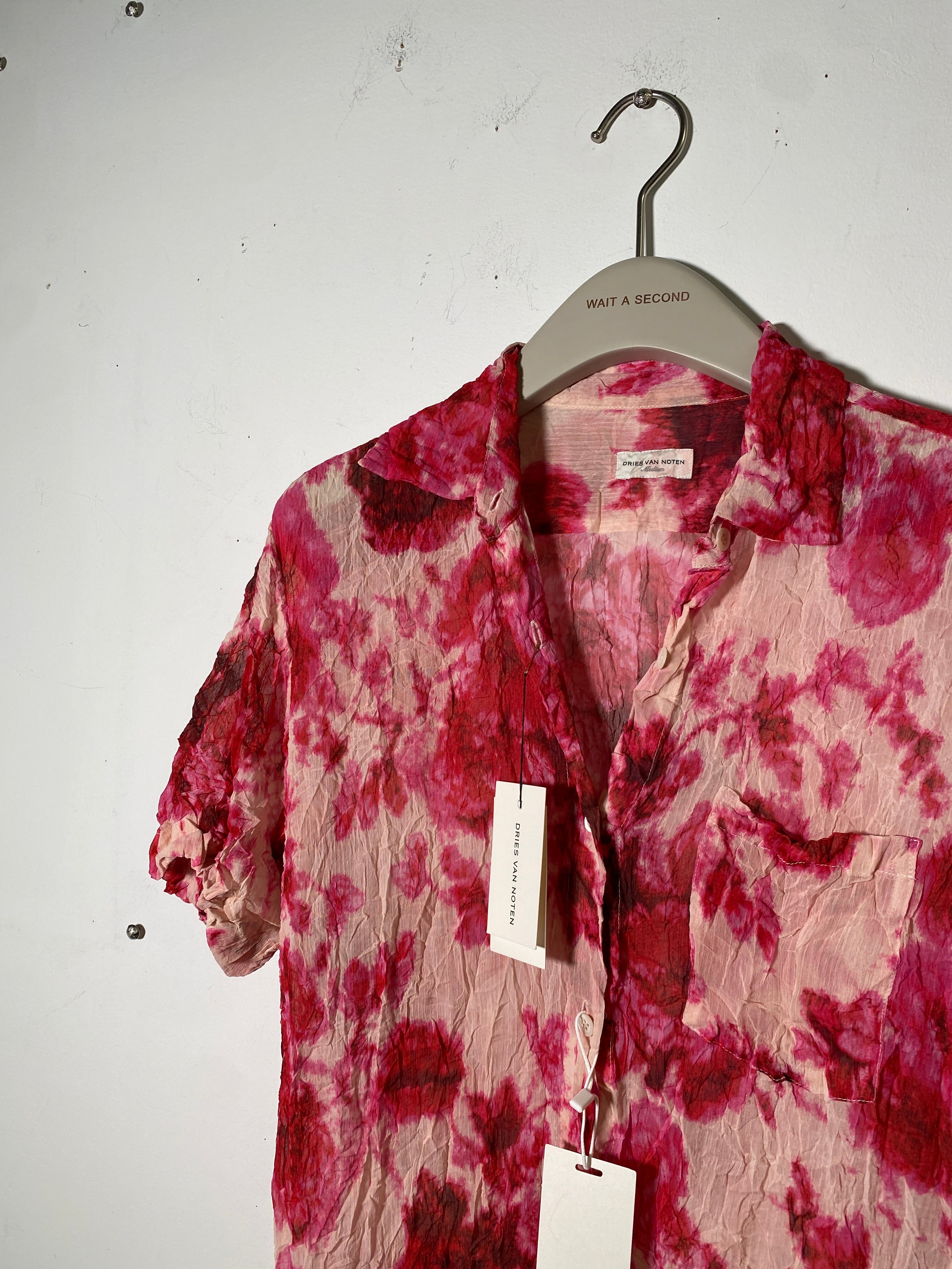 Dries Van Noten Pink Printed Short Sleeve Shirt Dress