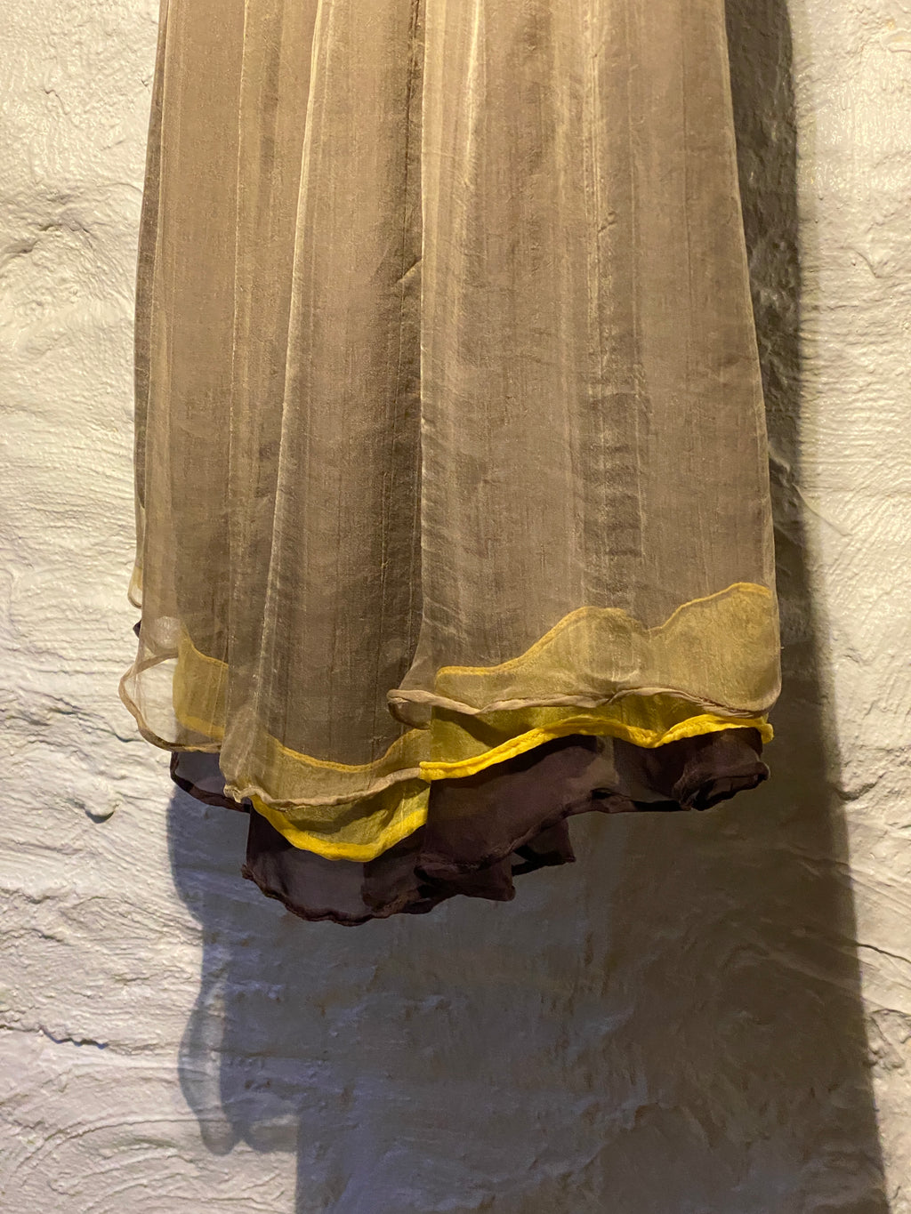 Miss Sixty Brown Yellow Layered Mesh Dress