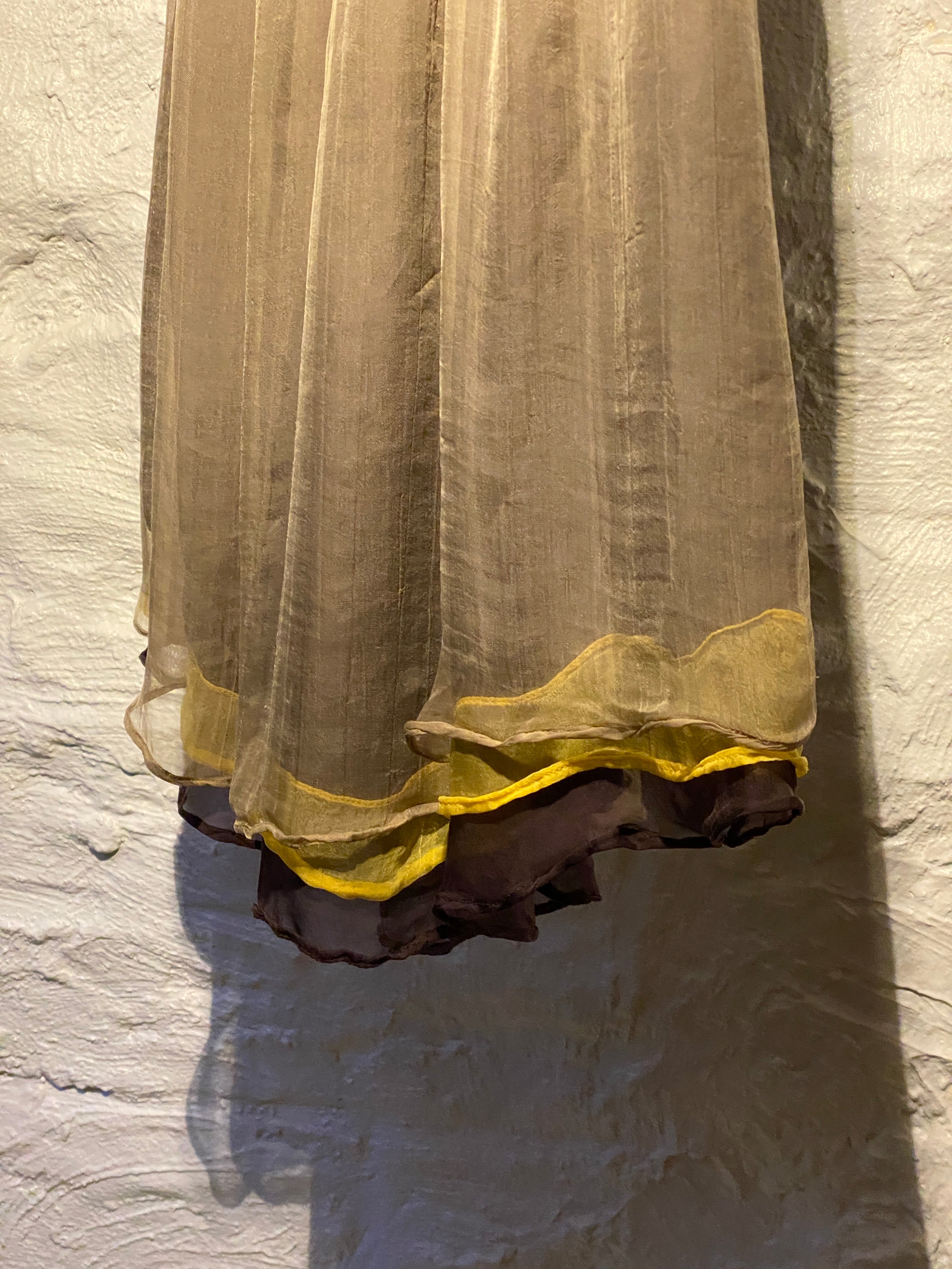 Miss Sixty Brown Yellow Layered Mesh Dress