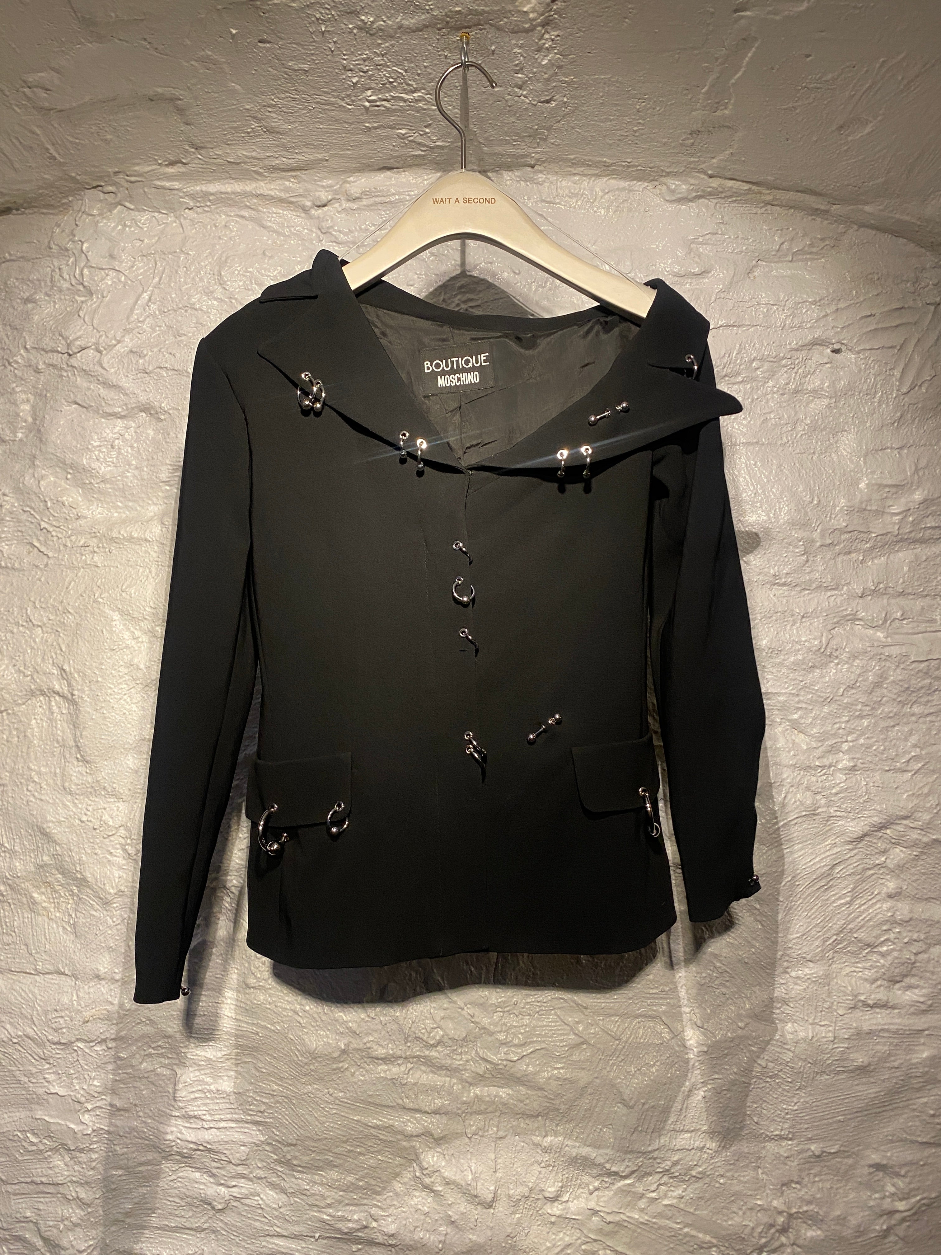 Boutique Moschino Black Blazer with Metal Rings