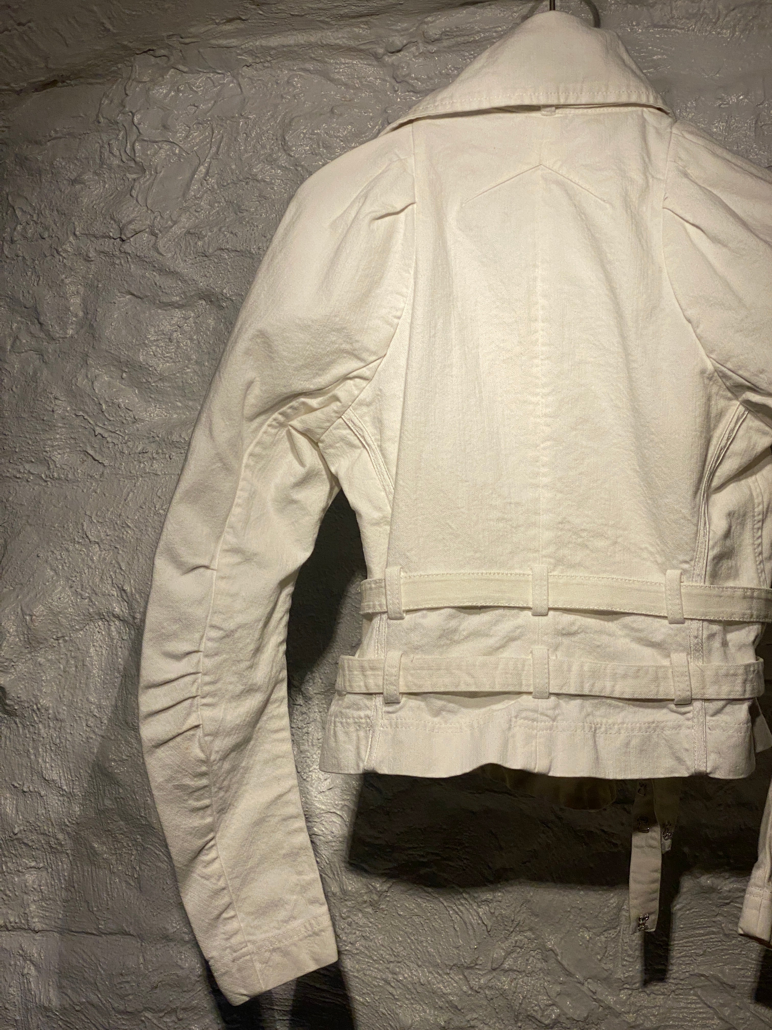 John Galliano White Denim Slanted Jacket