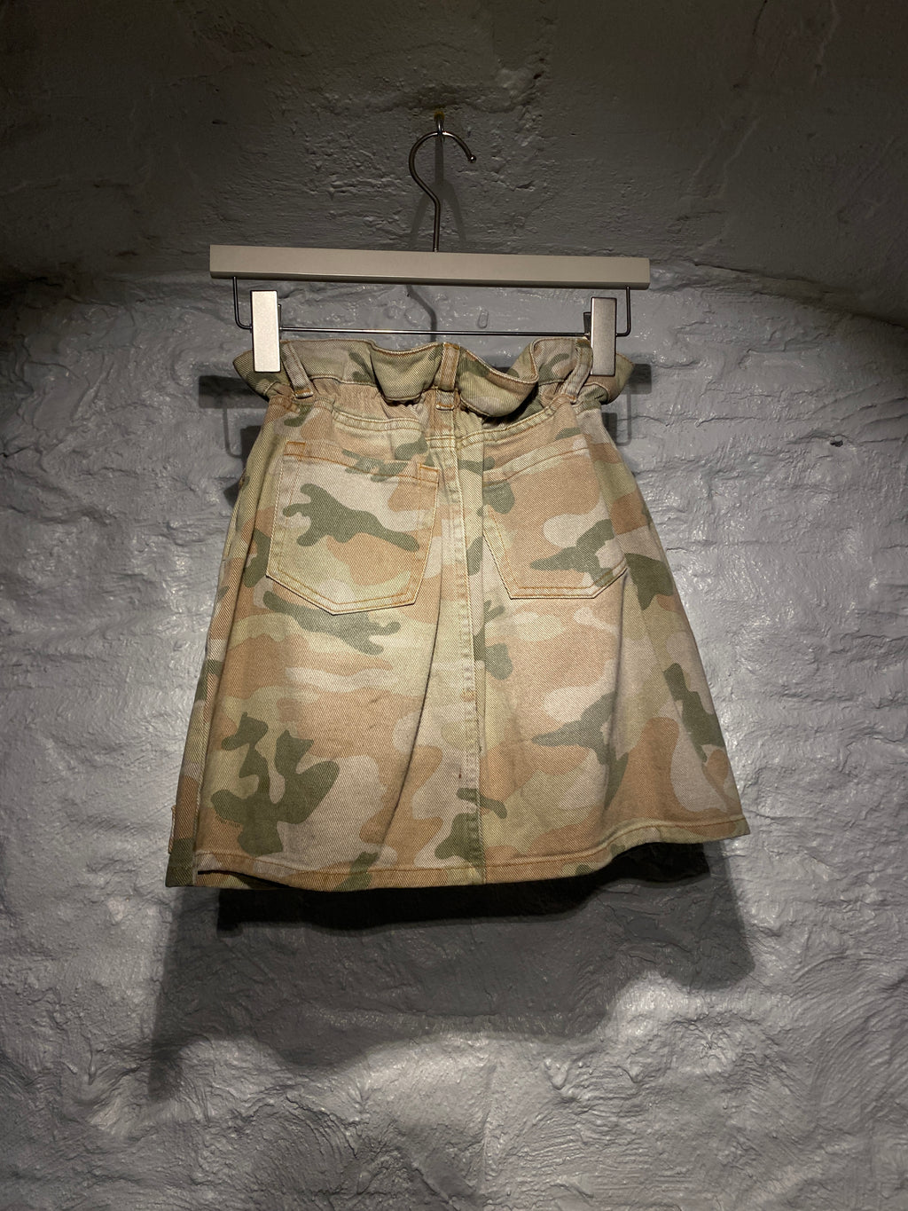 Miu Miu Green Camouflage Denim Mini Skirt