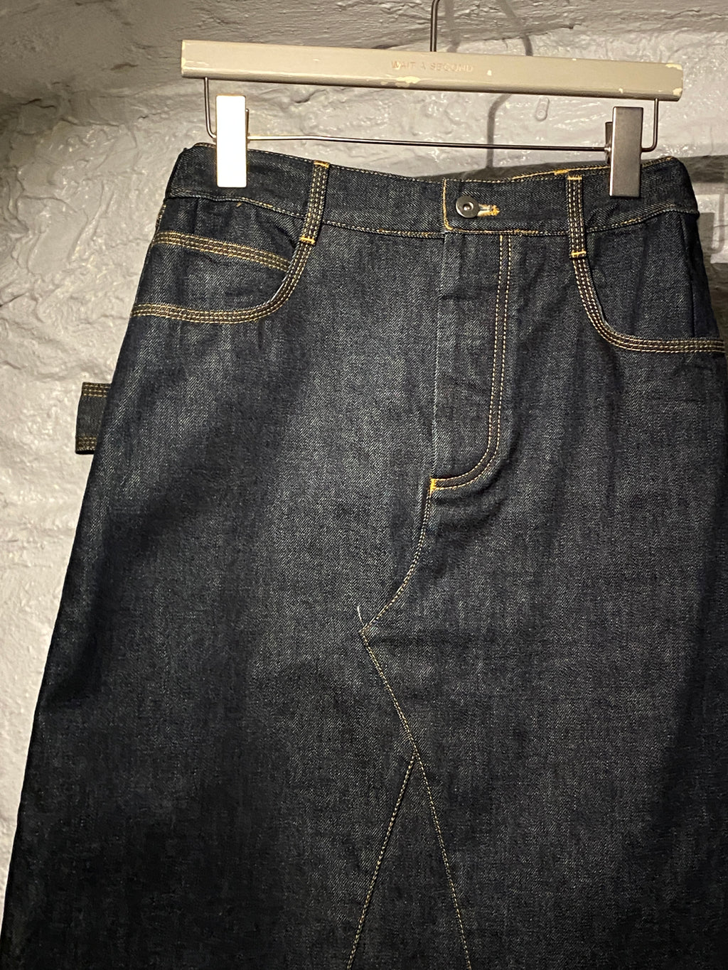 Bottega Veneta Dark Blue Raw Edges Denim Midi Skirt