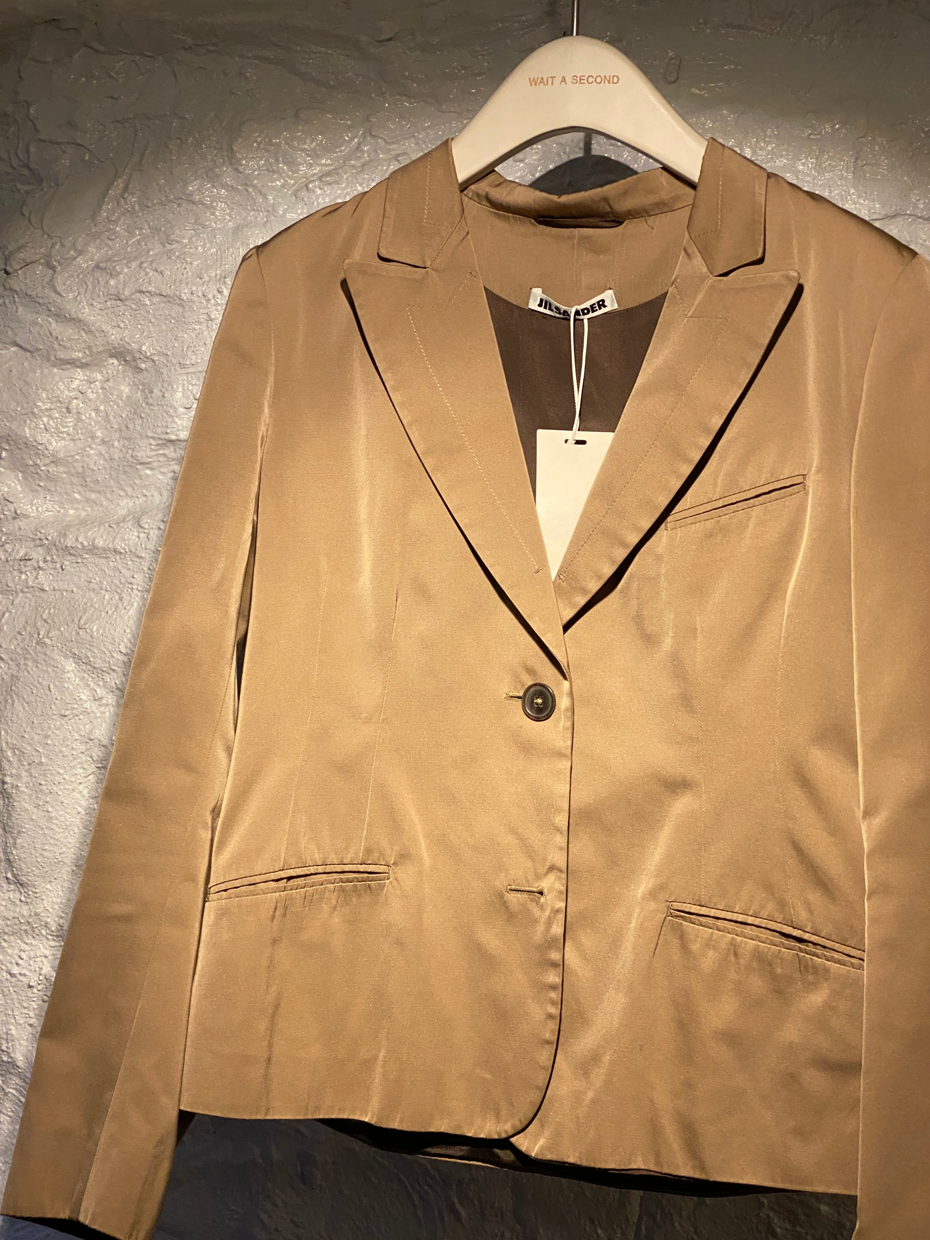 Jil Sander Khaki Brown Satin Blazer