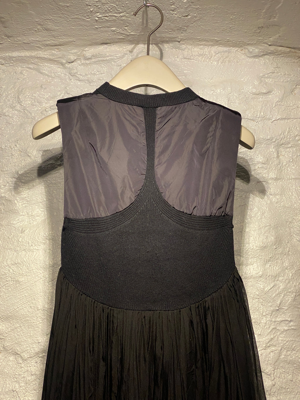 Sacai Black Mixed Fabrics Knitted Top Dress