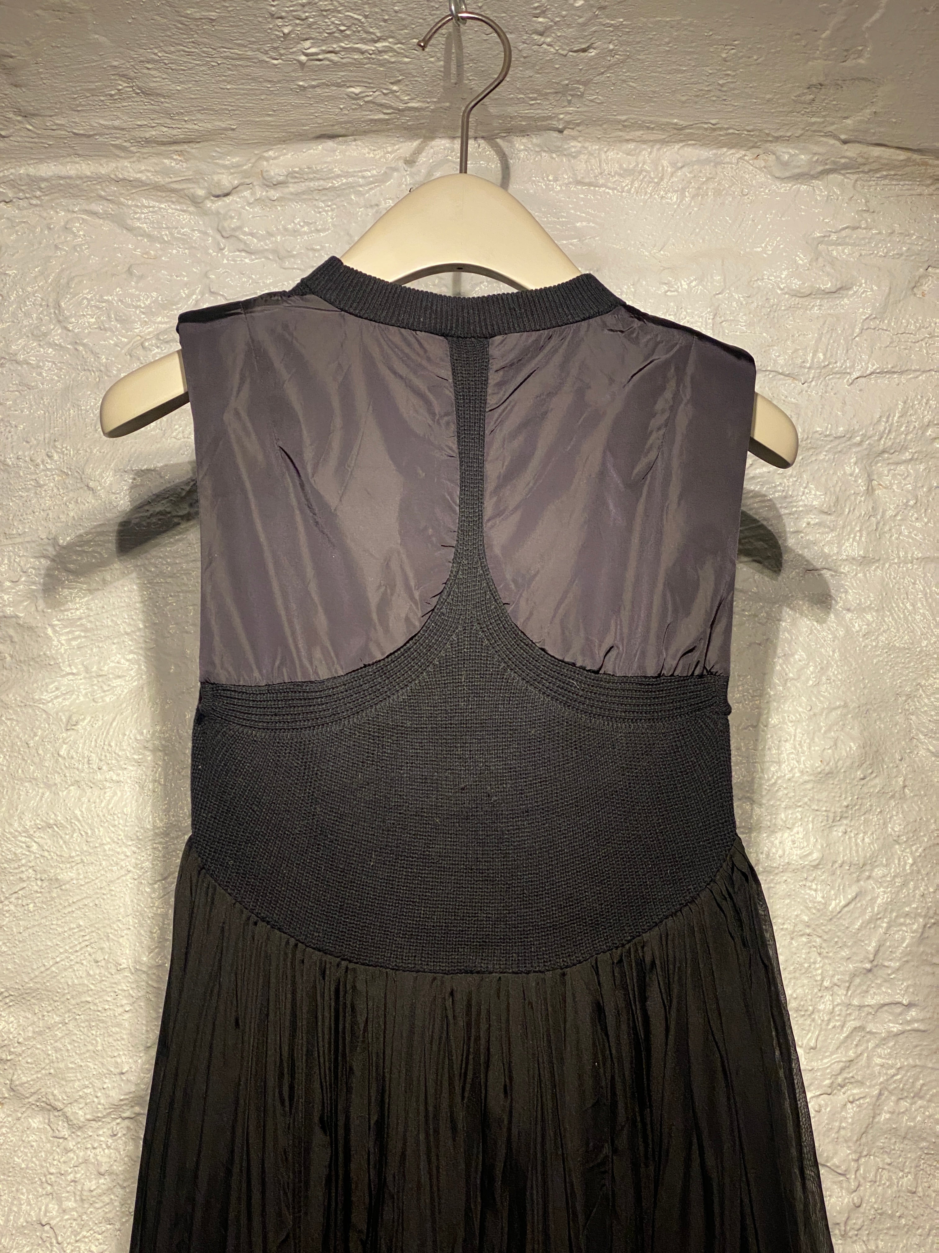 Sacai Black Mixed Fabrics Knitted Top Dress